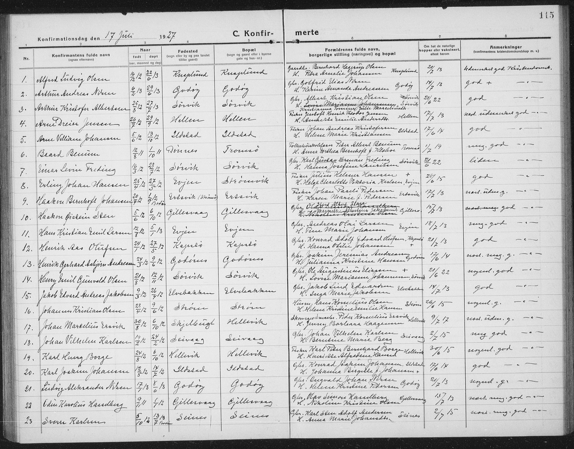 Ministerialprotokoller, klokkerbøker og fødselsregistre - Nordland, SAT/A-1459/804/L0089: Parish register (copy) no. 804C02, 1918-1935, p. 115