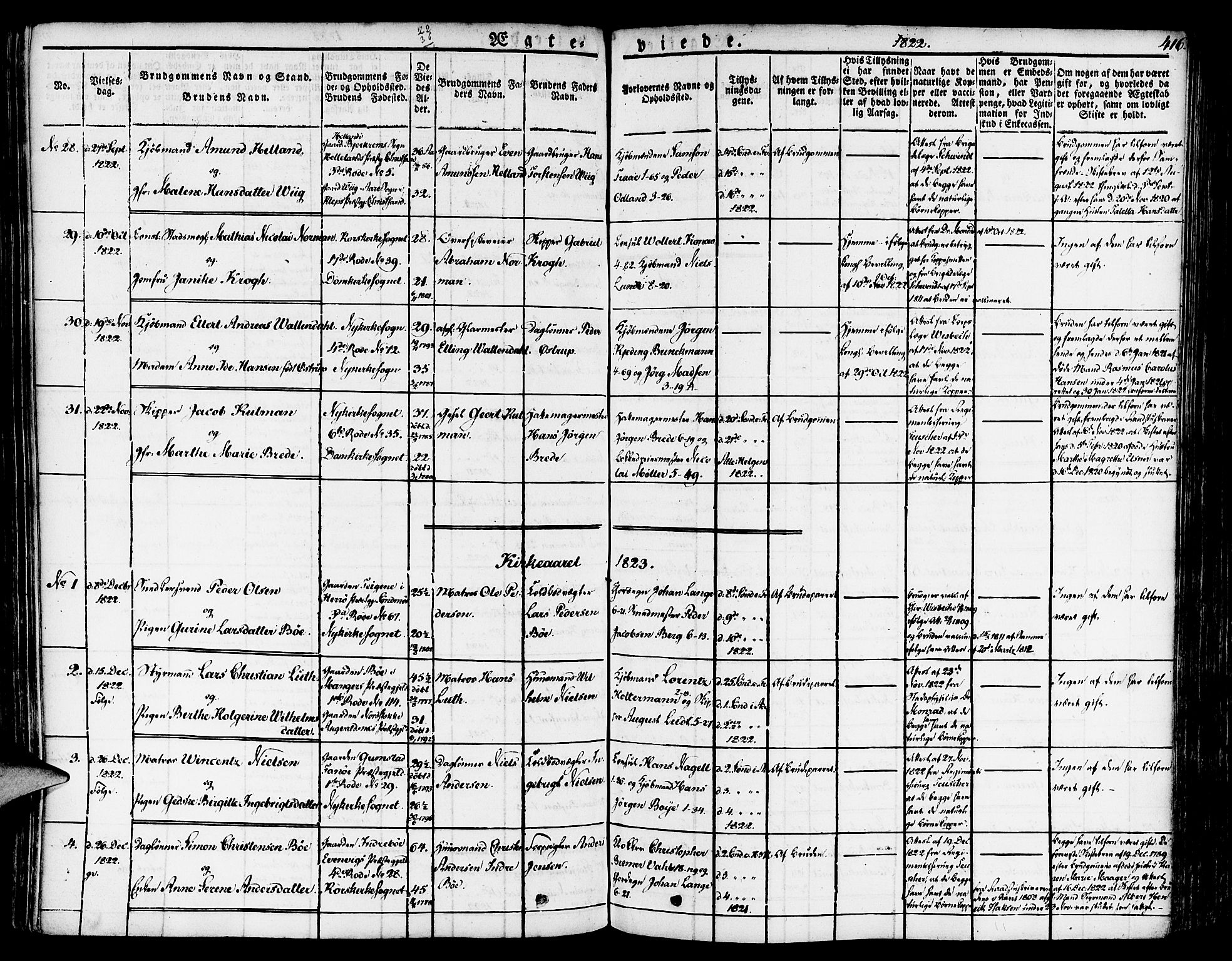 Nykirken Sokneprestembete, SAB/A-77101/H/Haa/L0012: Parish register (official) no. A 12, 1821-1844, p. 416