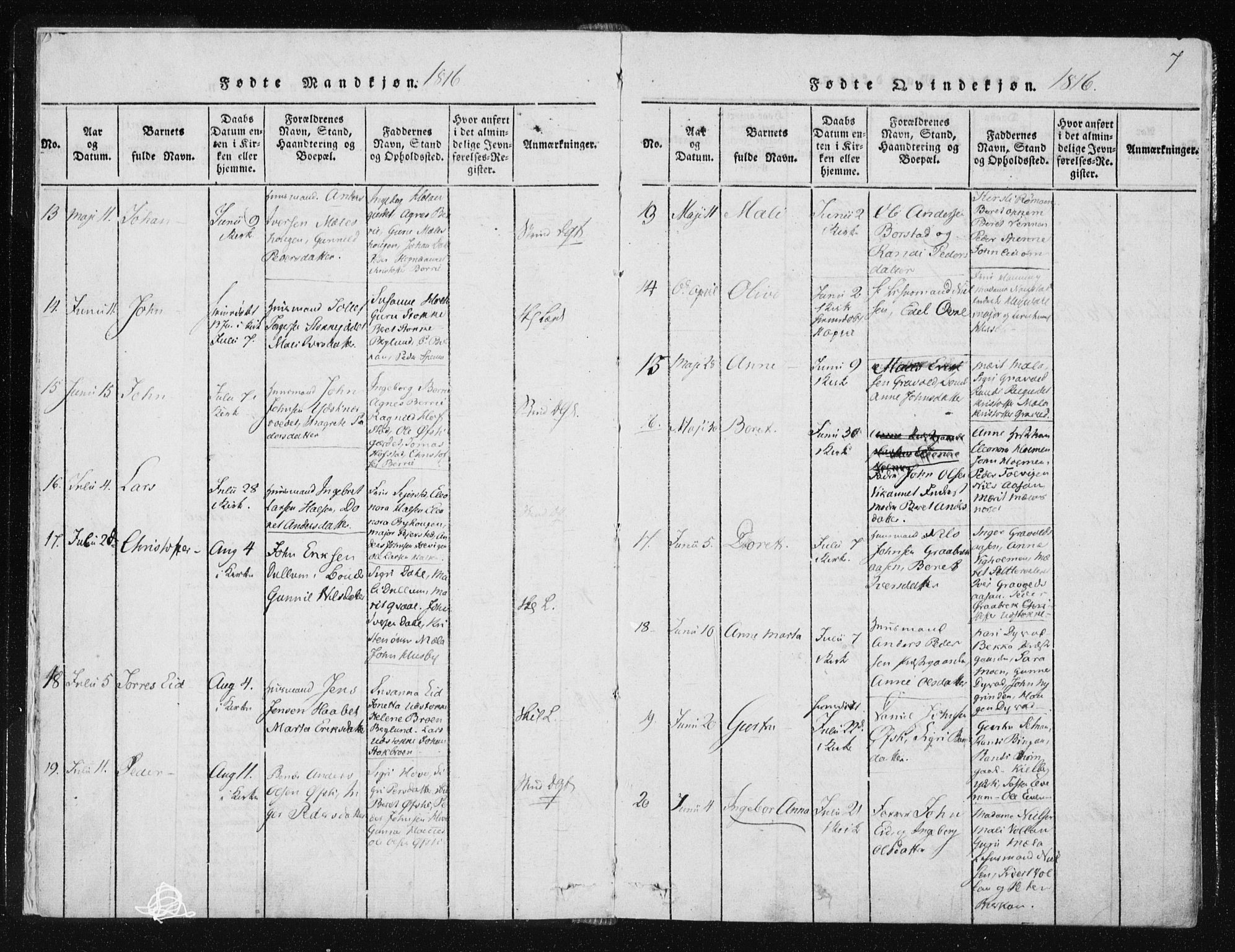 Ministerialprotokoller, klokkerbøker og fødselsregistre - Nord-Trøndelag, SAT/A-1458/709/L0061: Parish register (official) no. 709A08 /1, 1815-1819, p. 7
