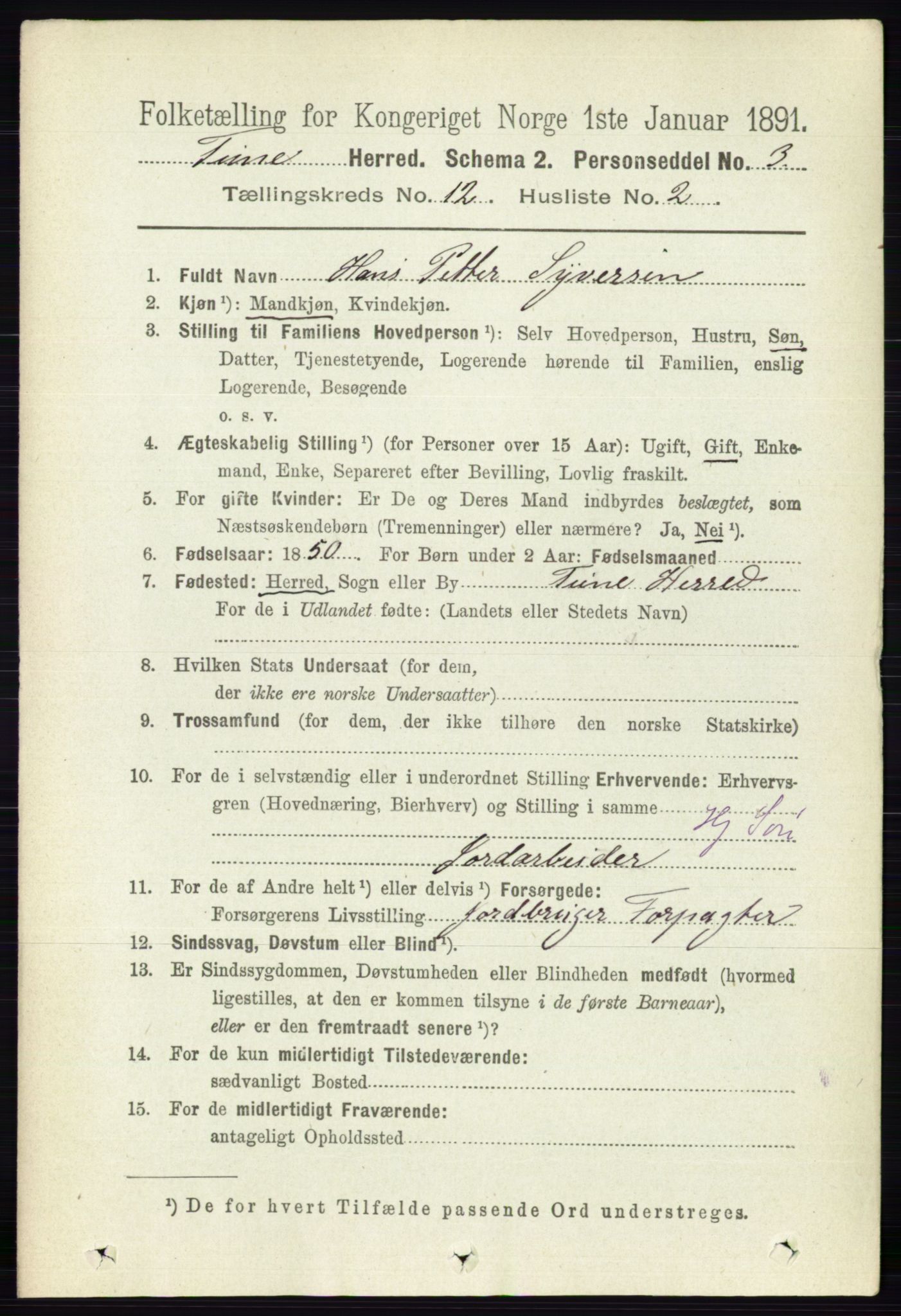 RA, 1891 census for 0130 Tune, 1891, p. 7226