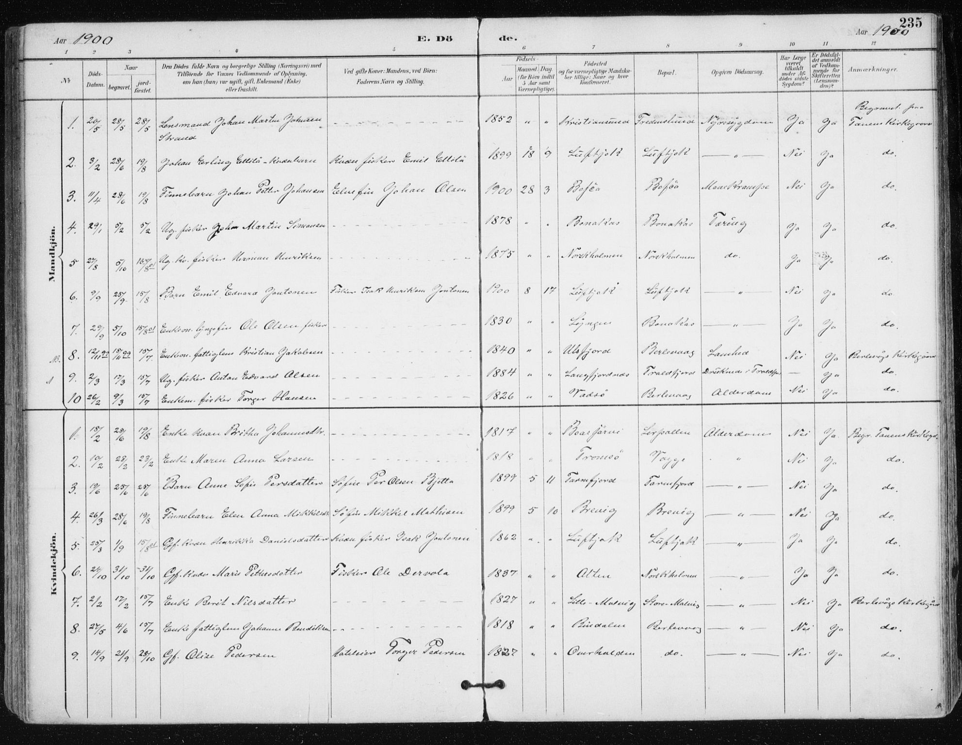 Tana sokneprestkontor, SATØ/S-1334/H/Ha/L0005kirke: Parish register (official) no. 5, 1891-1903, p. 235