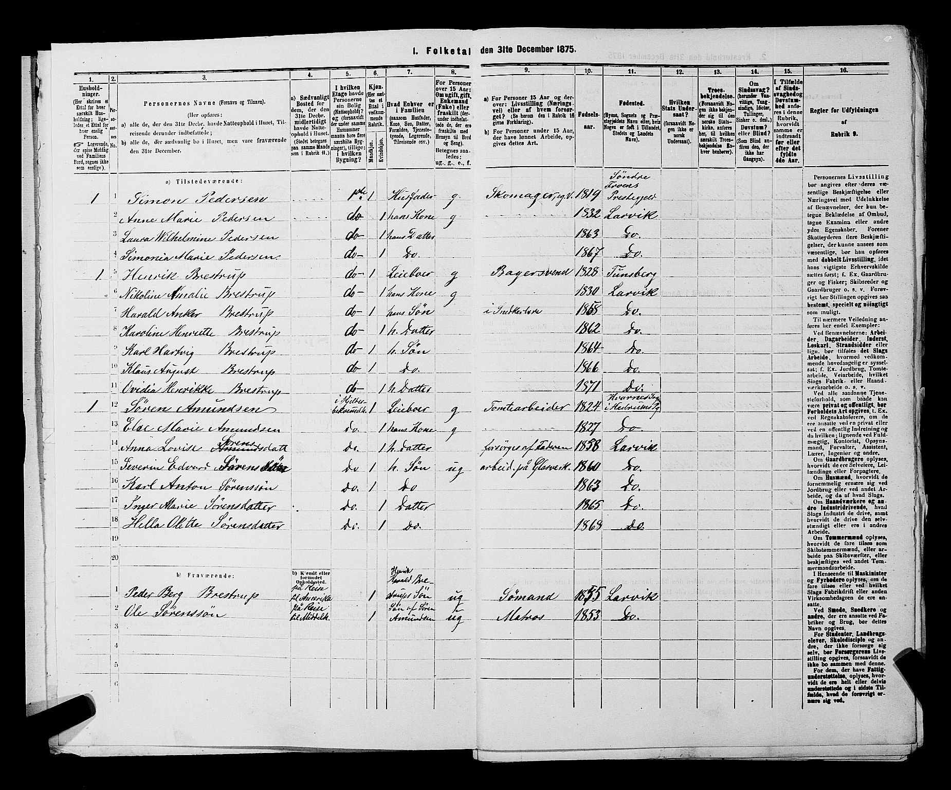 SAKO, 1875 census for 0707P Larvik, 1875, p. 944