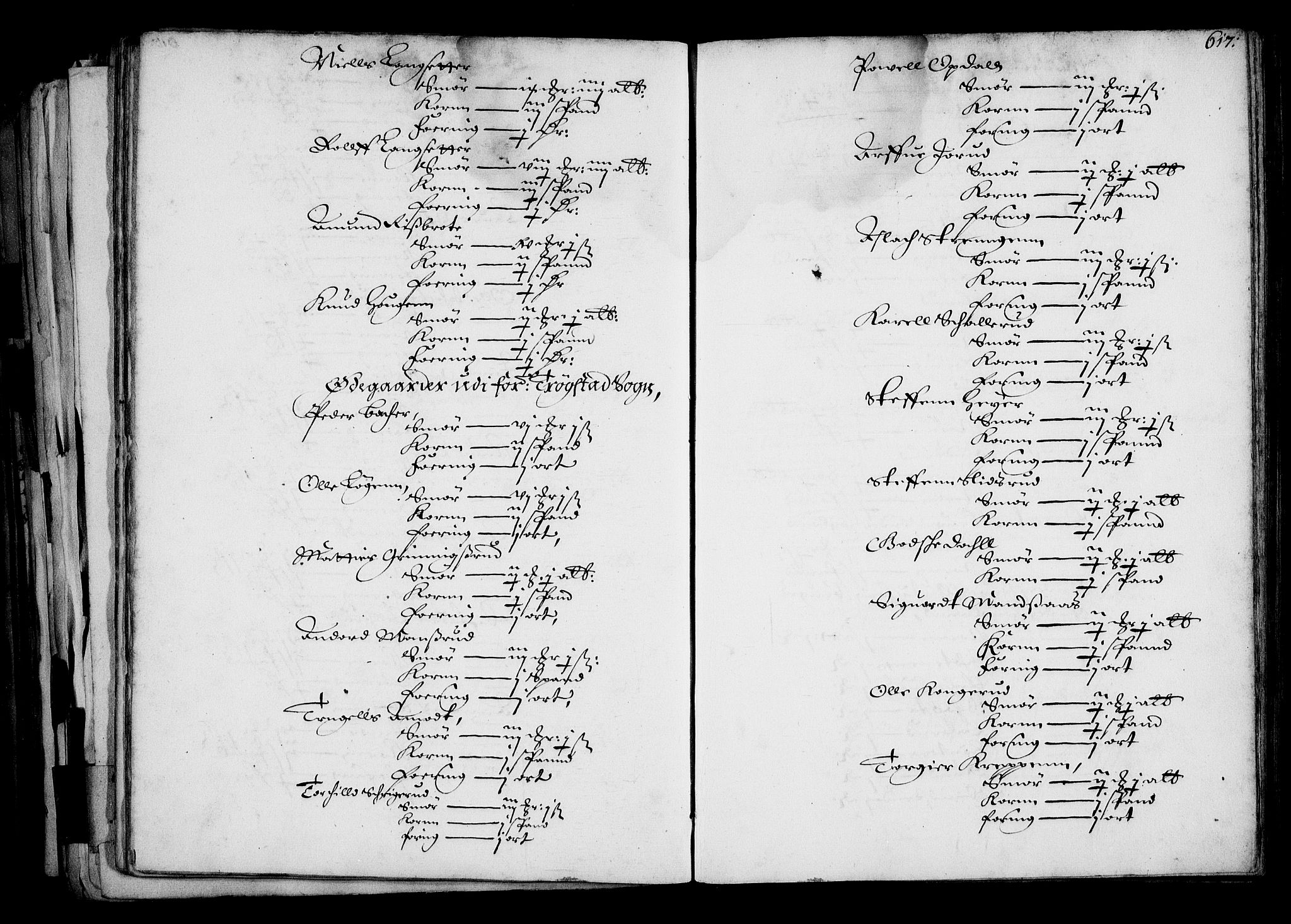 Rentekammeret inntil 1814, Realistisk ordnet avdeling, AV/RA-EA-4070/N/Na/L0001: [XI f]: Akershus stifts jordebok, 1652, p. 616b-617a