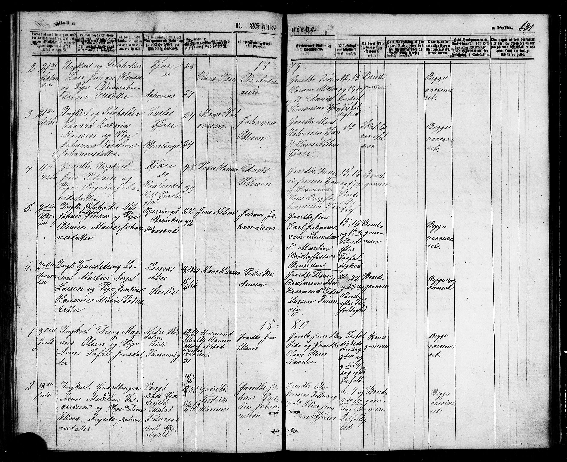 Ministerialprotokoller, klokkerbøker og fødselsregistre - Nordland, SAT/A-1459/803/L0075: Parish register (copy) no. 803C02, 1867-1881, p. 131
