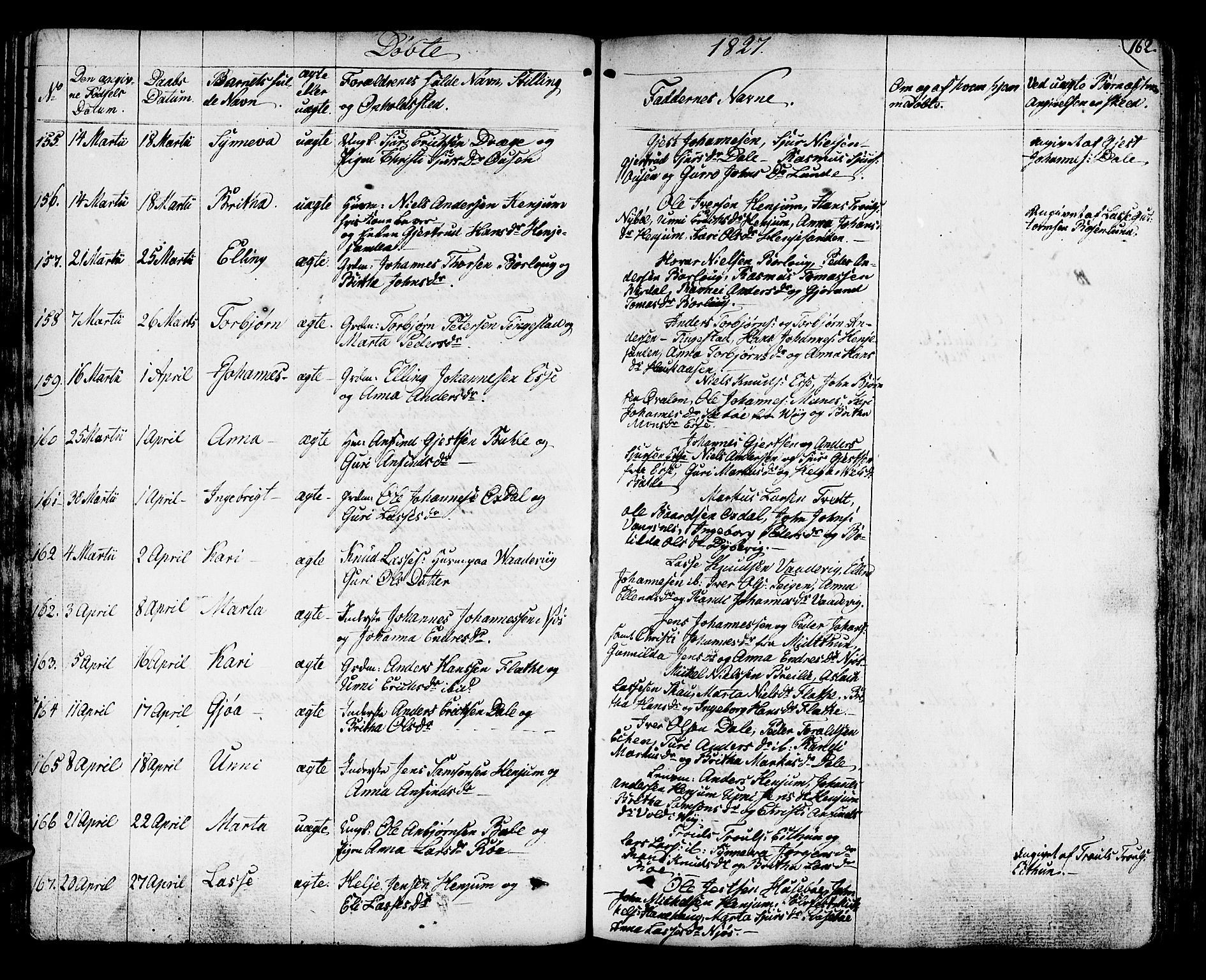 Leikanger sokneprestembete, AV/SAB-A-81001/H/Haa/Haaa/L0006: Parish register (official) no. A 6, 1810-1838, p. 162