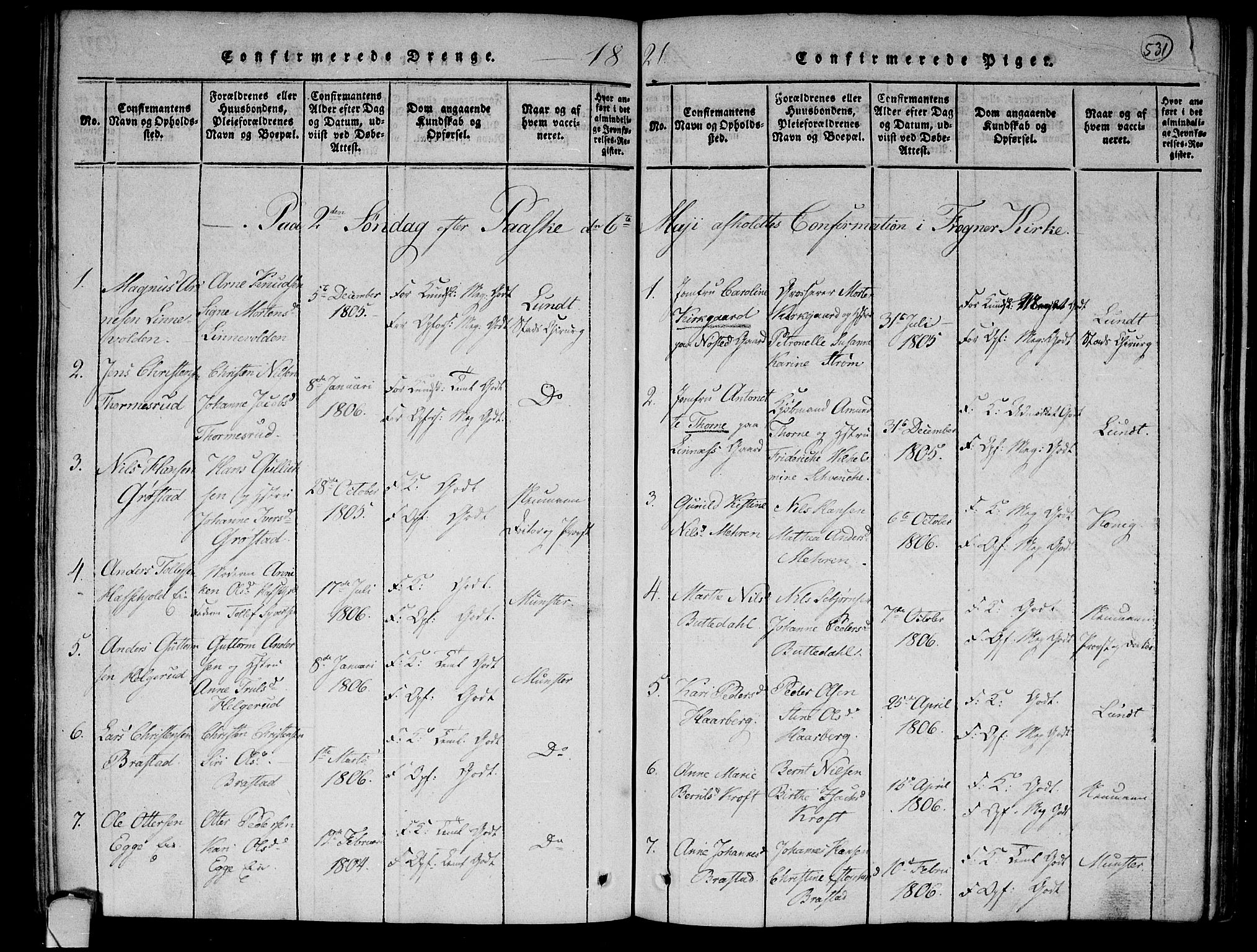 Lier kirkebøker, SAKO/A-230/F/Fa/L0008: Parish register (official) no. I 8, 1813-1825, p. 530-531