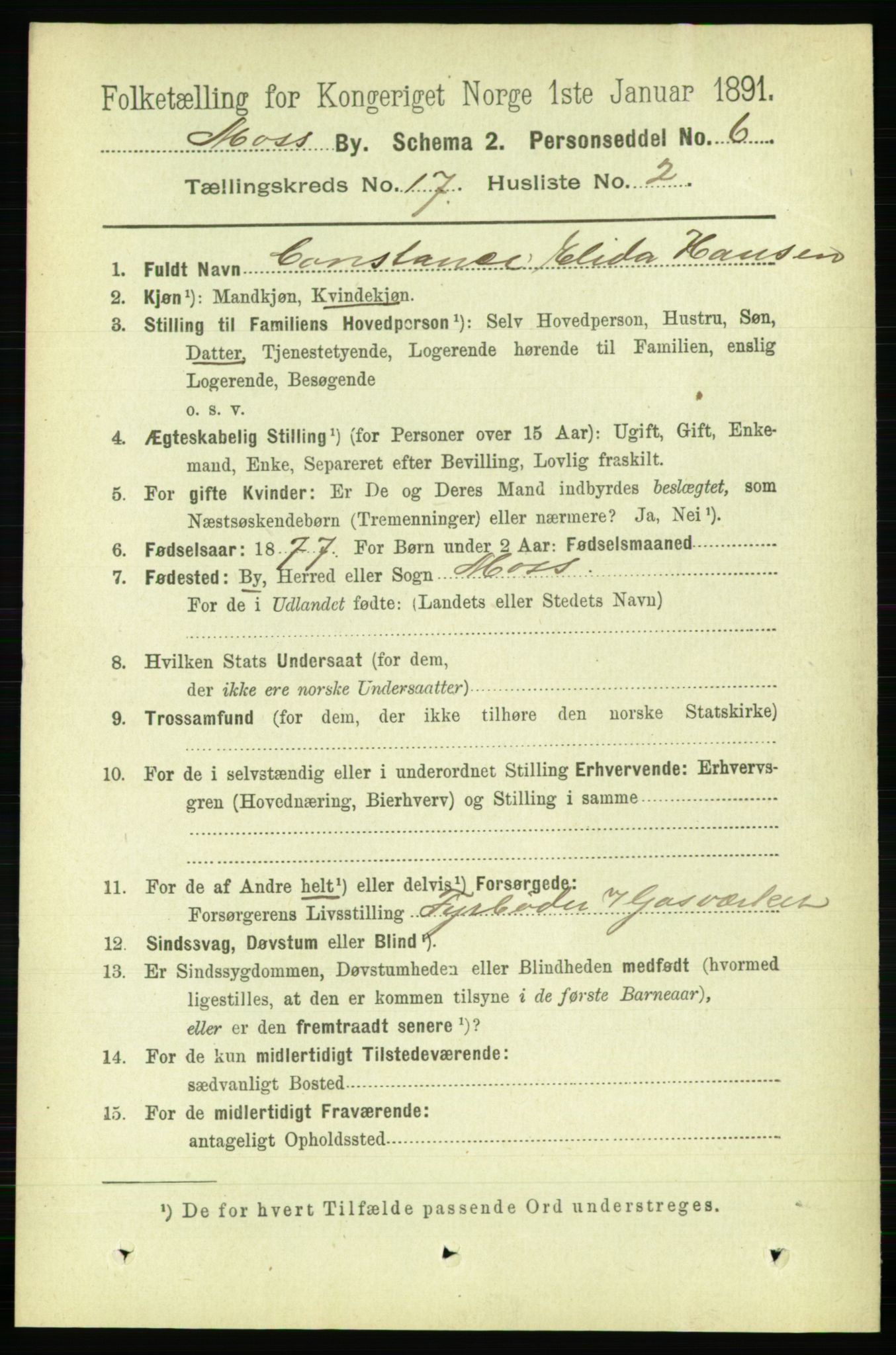 RA, 1891 census for 0104 Moss, 1891, p. 7910