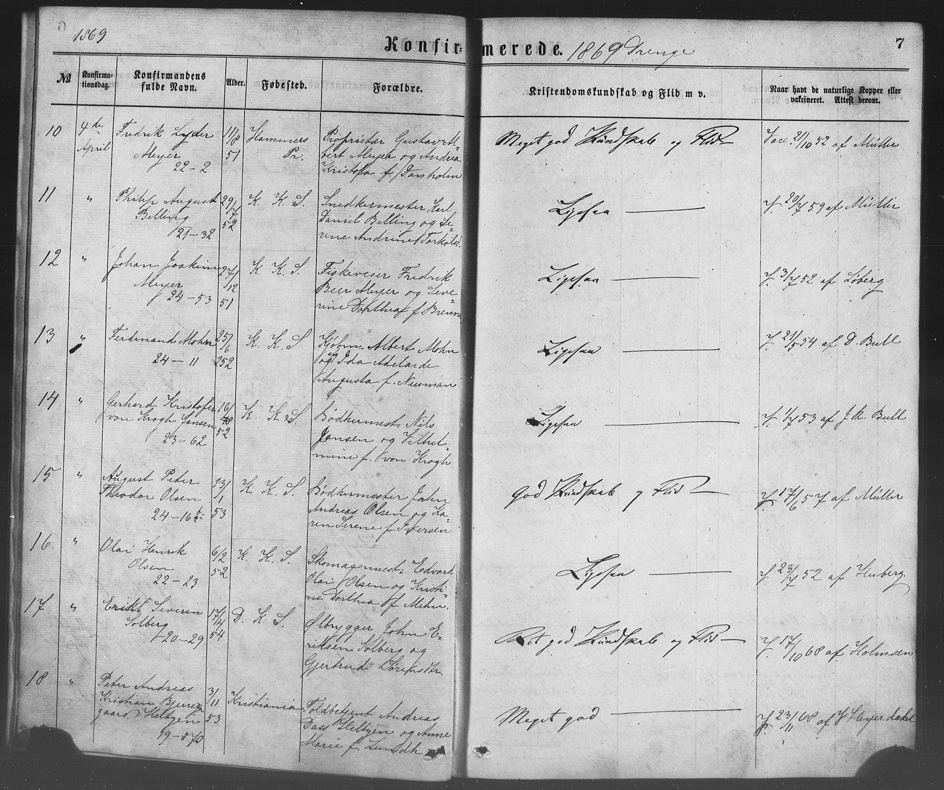 Korskirken sokneprestembete, SAB/A-76101/H/Haa/L0028: Parish register (official) no. C 4, 1868-1879, p. 7