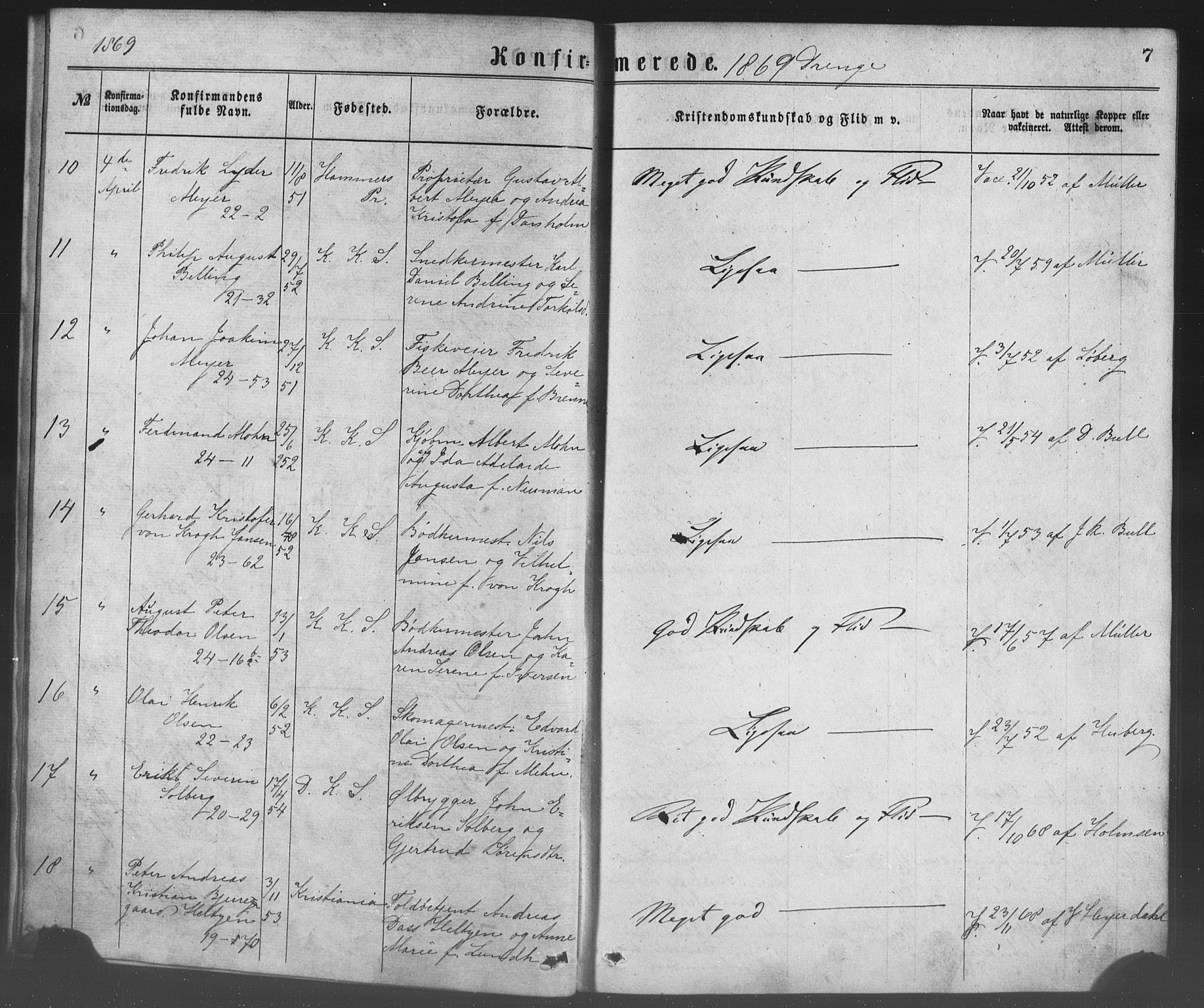 Korskirken sokneprestembete, AV/SAB-A-76101/H/Haa/L0028: Parish register (official) no. C 4, 1868-1879, p. 7