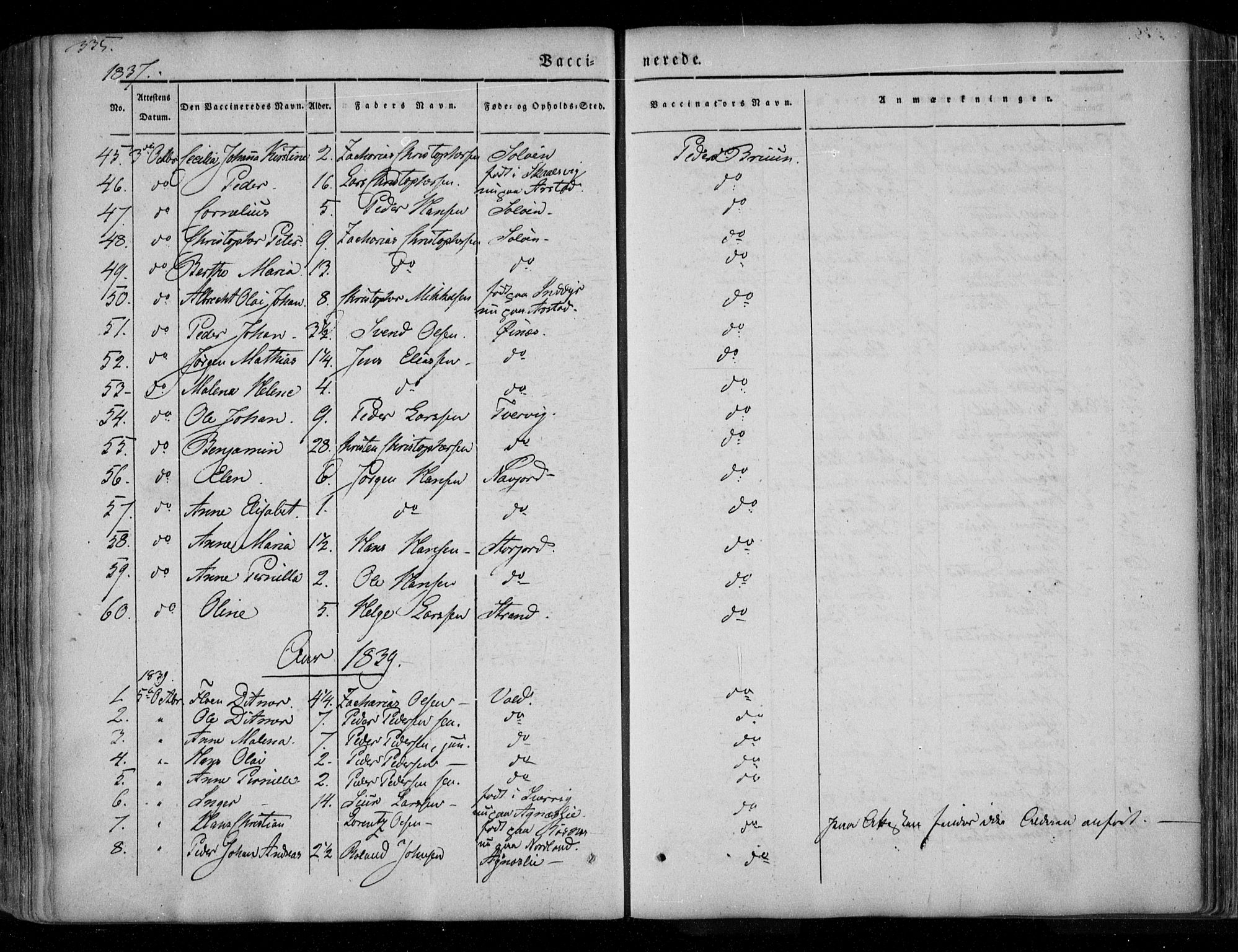 Ministerialprotokoller, klokkerbøker og fødselsregistre - Nordland, SAT/A-1459/846/L0644: Parish register (official) no. 846A02, 1837-1872, p. 335
