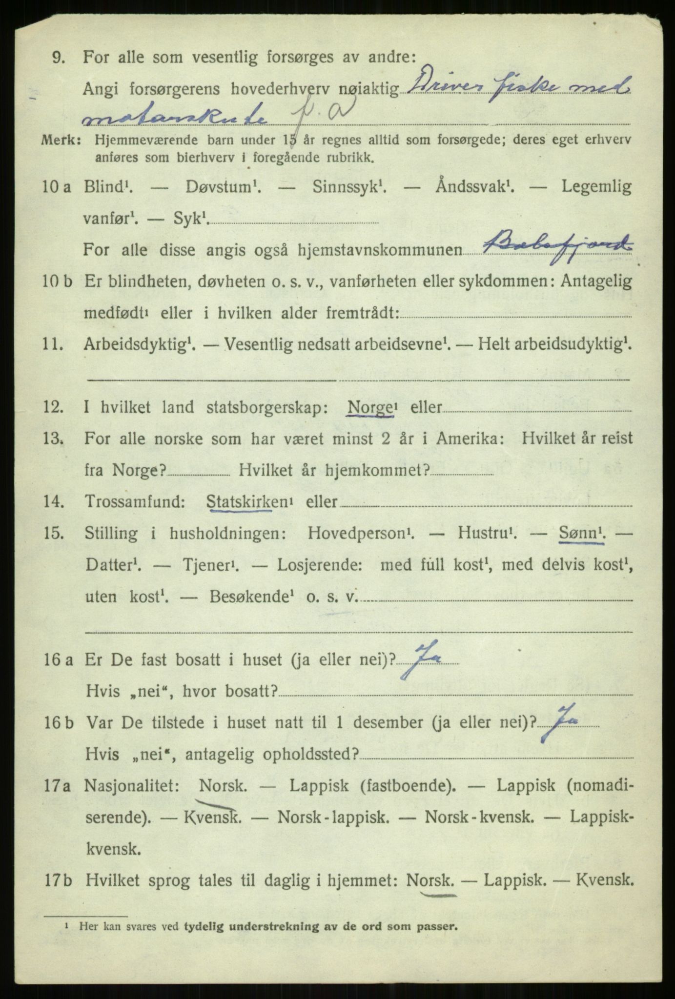 SATØ, 1920 census for Balsfjord, 1920, p. 7603