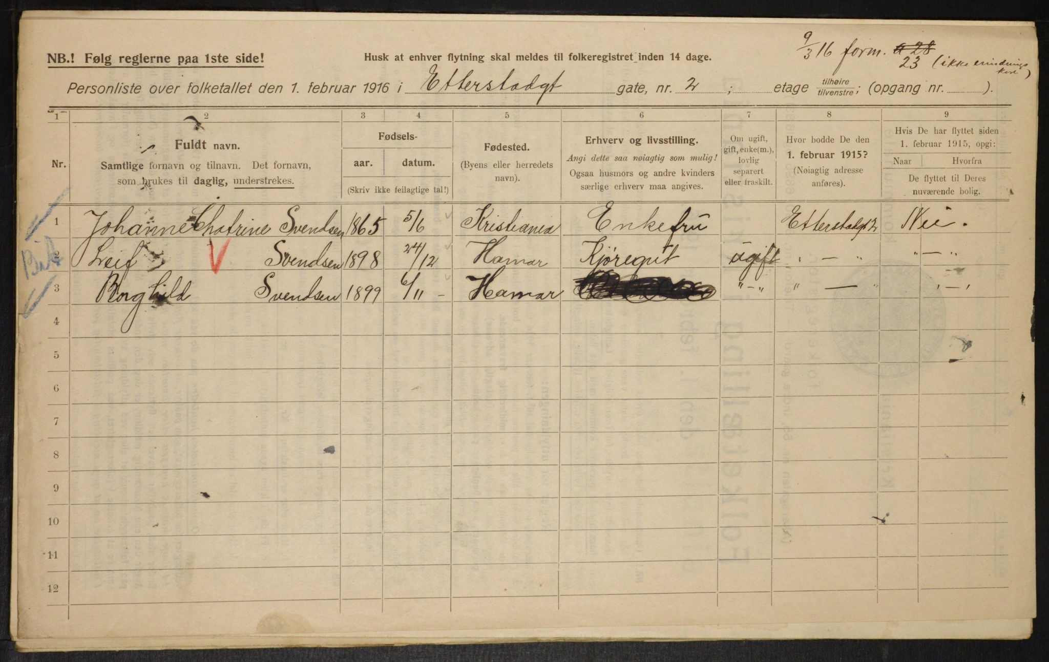 OBA, Municipal Census 1916 for Kristiania, 1916, p. 22718