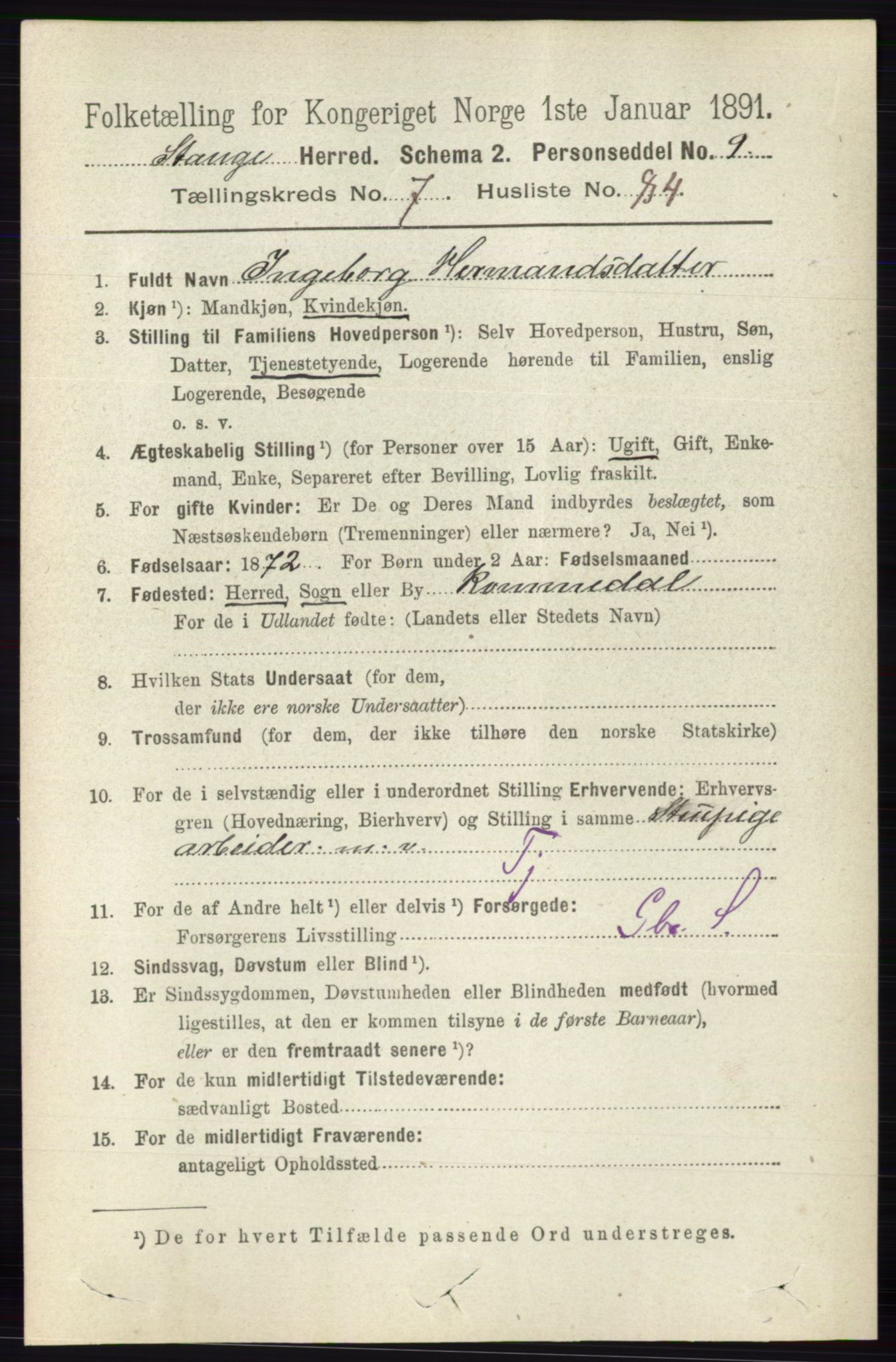 RA, 1891 census for 0417 Stange, 1891, p. 5229