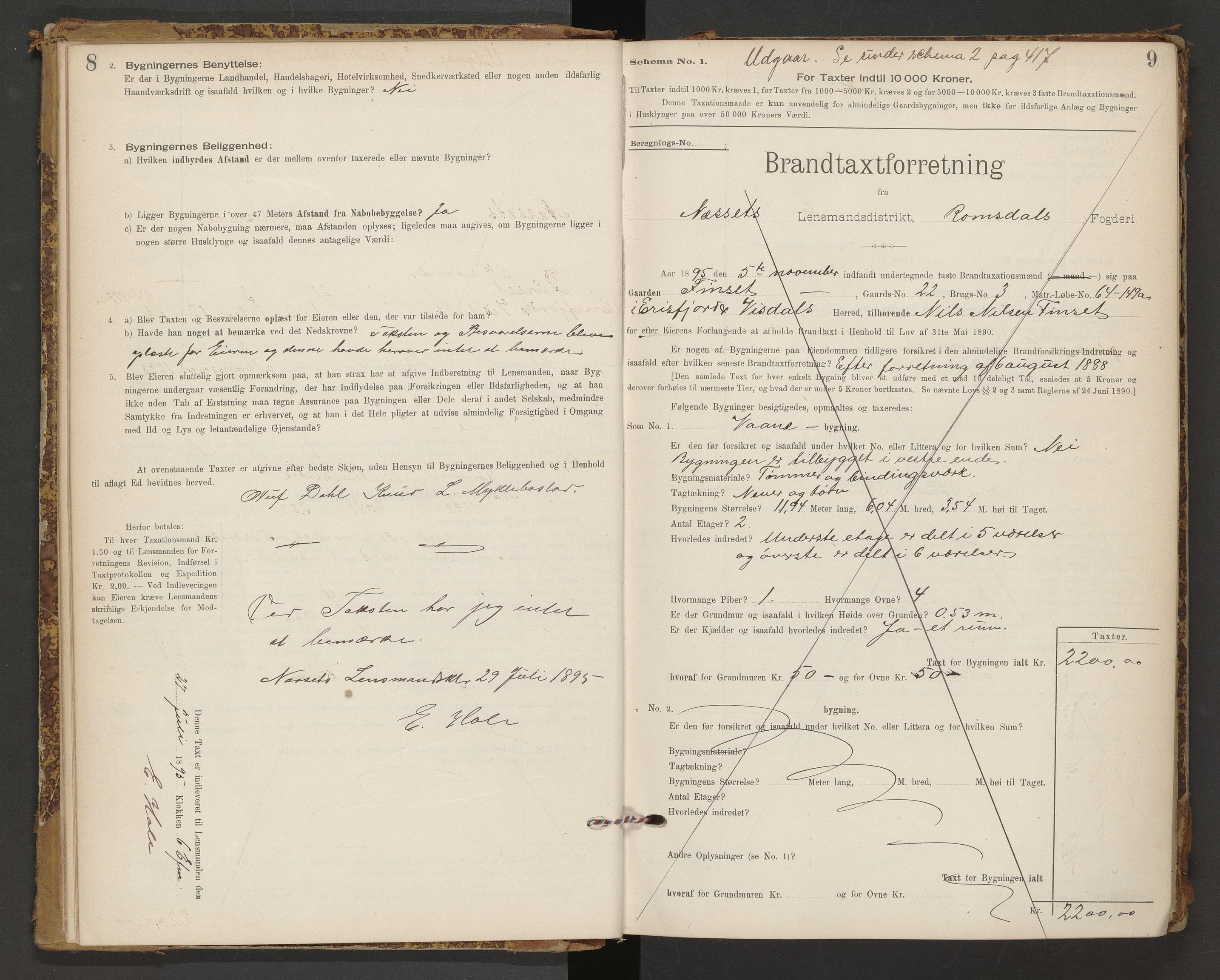 Norges Brannkasse Nesset, AV/SAT-A-5501/F/Fb/L0001: Branntakstprotokoll, 1894-1911, p. 8-9