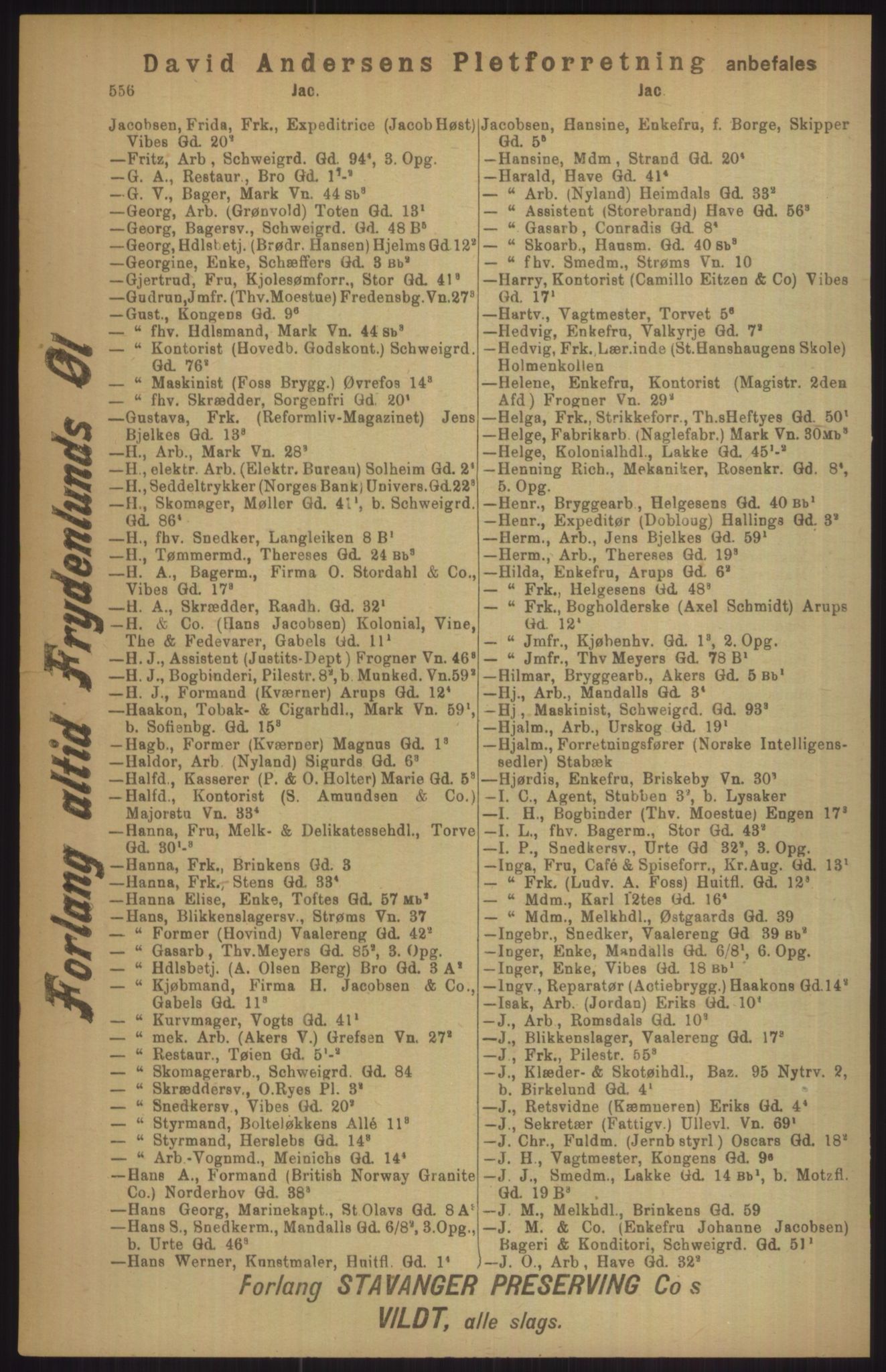 Kristiania/Oslo adressebok, PUBL/-, 1911, p. 556