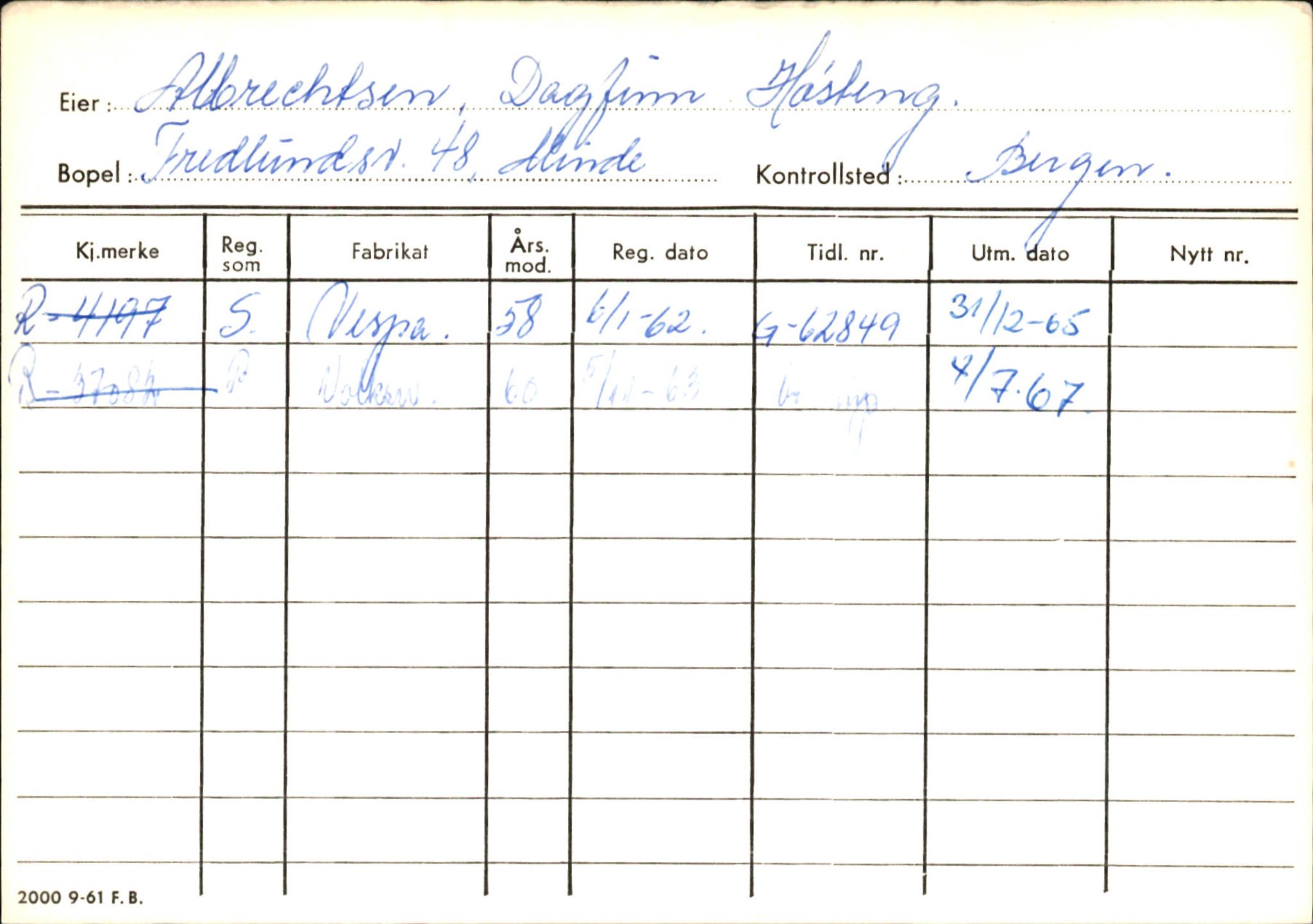 Statens vegvesen, Hordaland vegkontor, SAB/A-5201/2/Ha/L0001: R-eierkort A, 1920-1971, p. 285