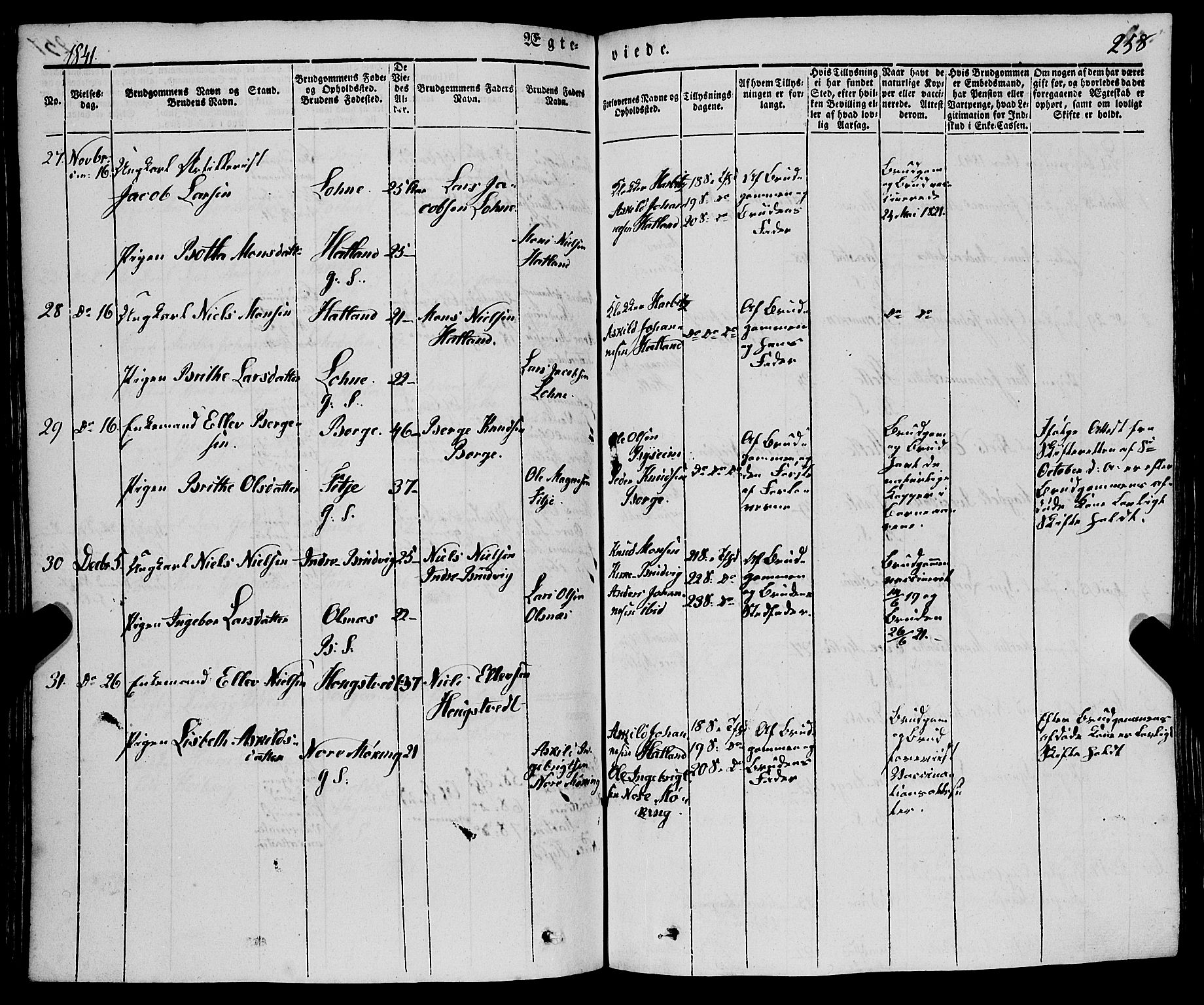 Haus sokneprestembete, AV/SAB-A-75601/H/Haa: Parish register (official) no. A 15, 1838-1847, p. 258