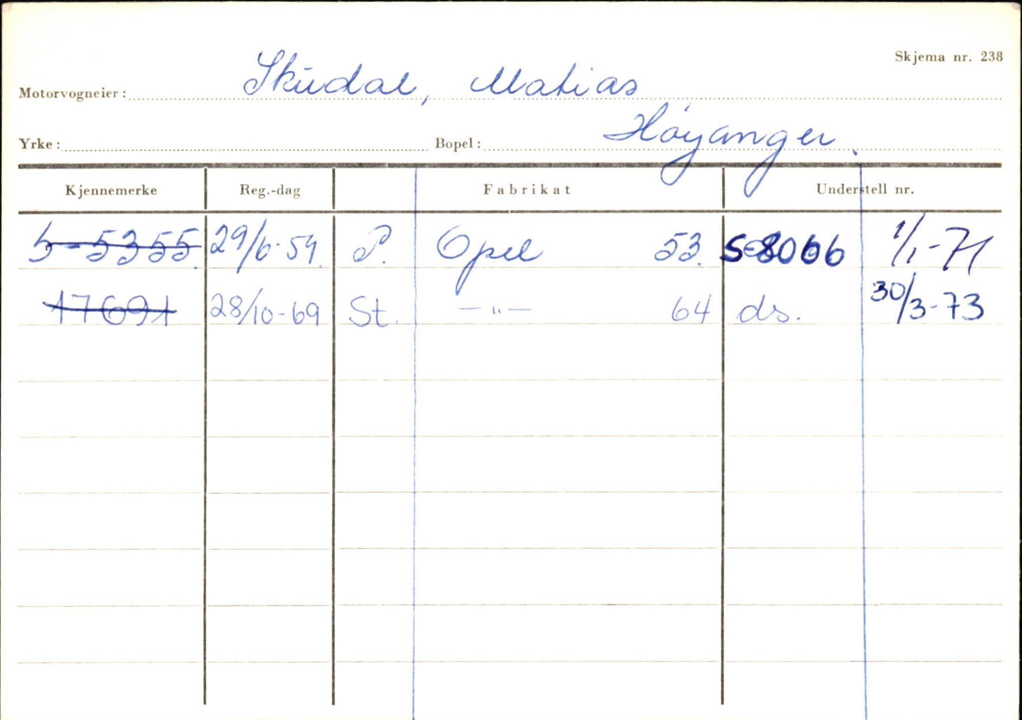 Statens vegvesen, Sogn og Fjordane vegkontor, AV/SAB-A-5301/4/F/L0131: Eigarregister Høyanger P-Å. Stryn S-Å, 1945-1975, p. 252