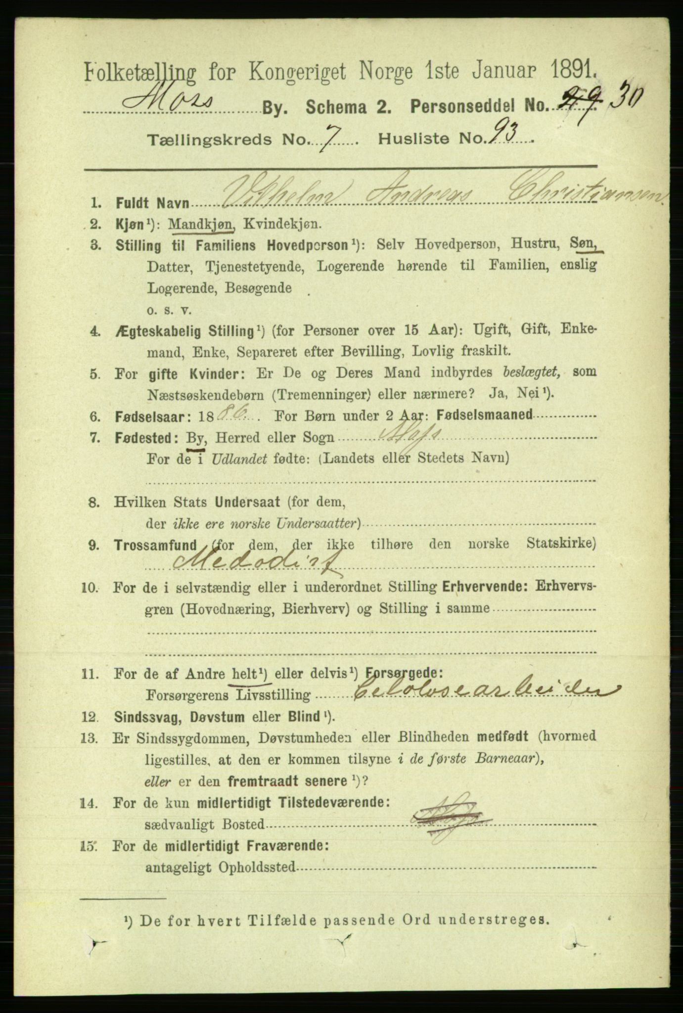 RA, 1891 census for 0104 Moss, 1891, p. 4708