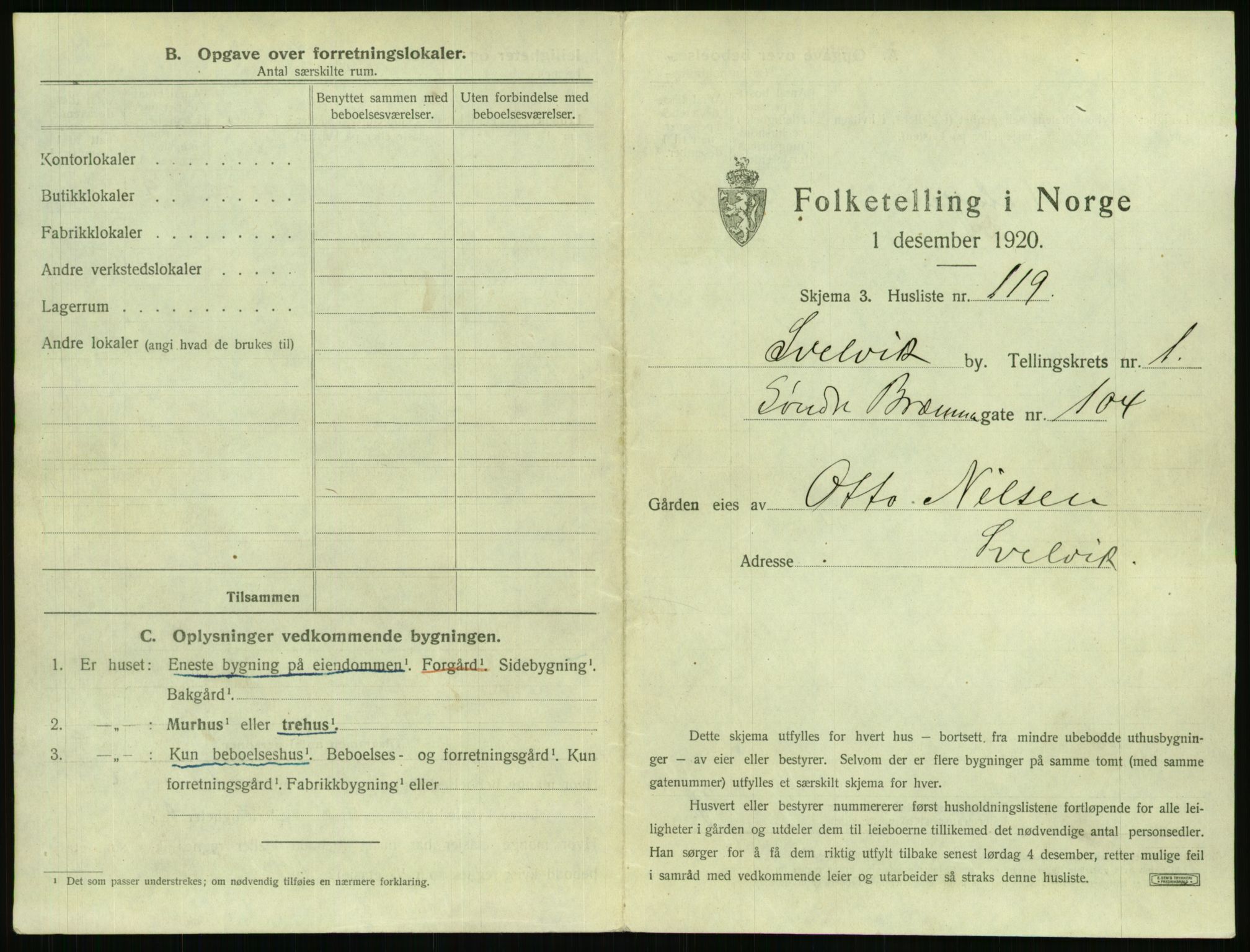 SAKO, 1920 census for Svelvik, 1920, p. 261