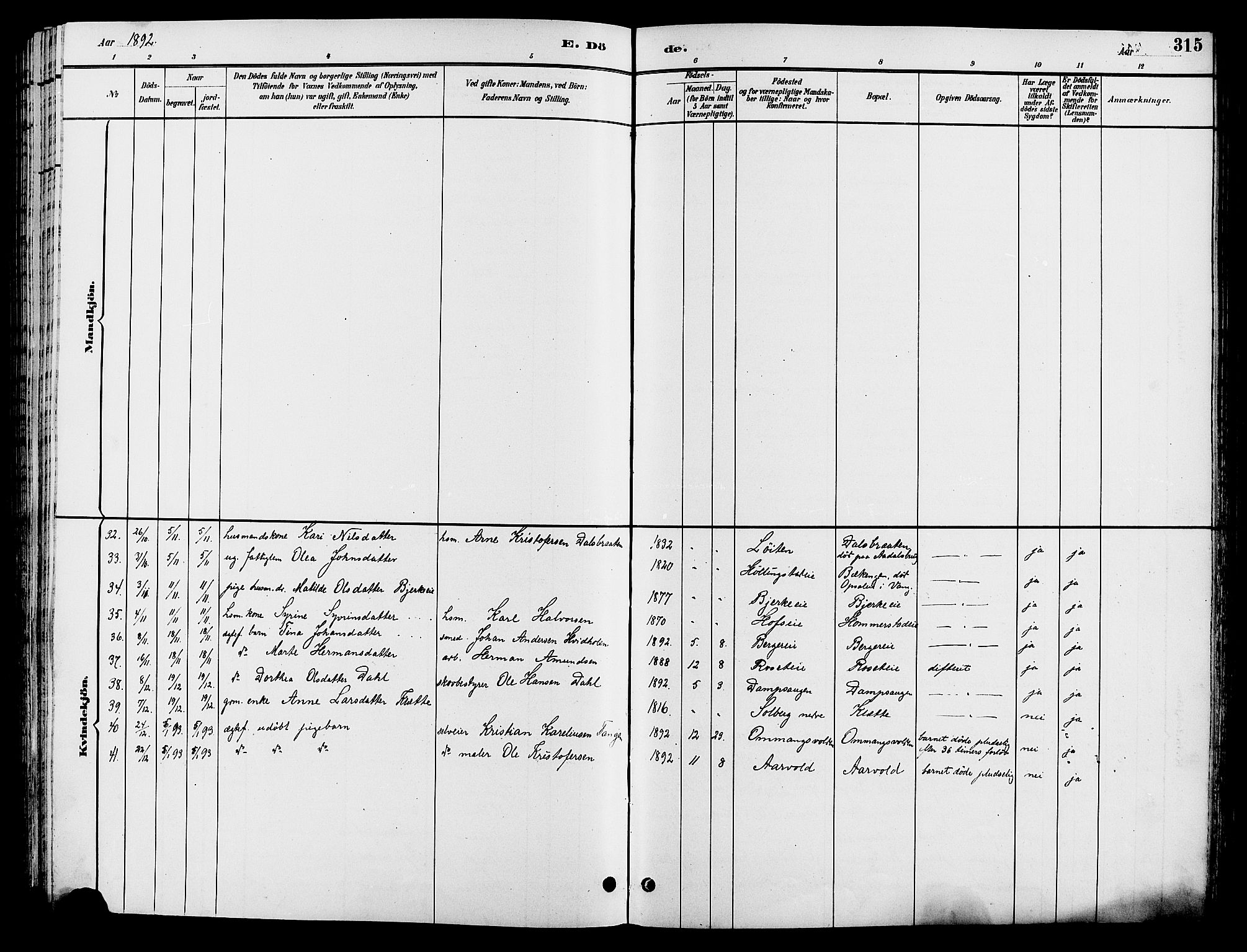 Løten prestekontor, AV/SAH-PREST-022/L/La/L0006: Parish register (copy) no. 6, 1892-1909, p. 315