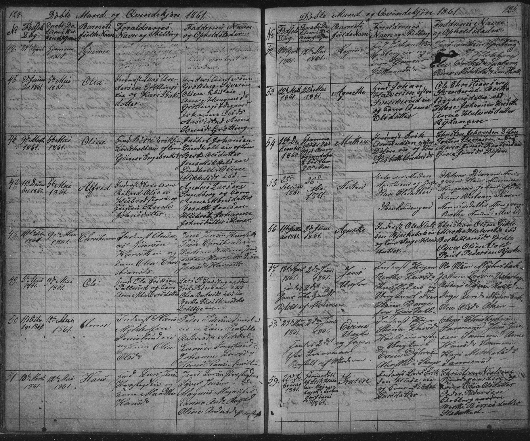 Vang prestekontor, Hedmark, AV/SAH-PREST-008/H/Ha/Hab/L0010A: Parish register (copy) no. 10a, 1854-1896, p. 124-125