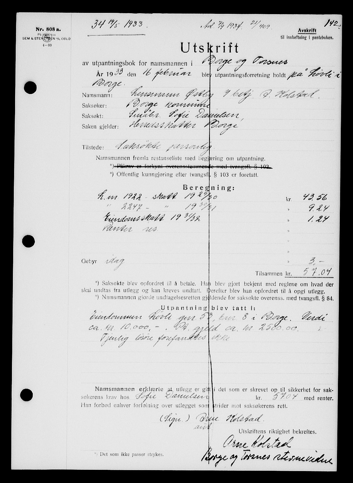 Tune sorenskriveri, AV/SAO-A-10470/G/Gb/Gbb/L0004: Mortgage book no. II 20-24, 1933-1935, Deed date: 19.05.1933