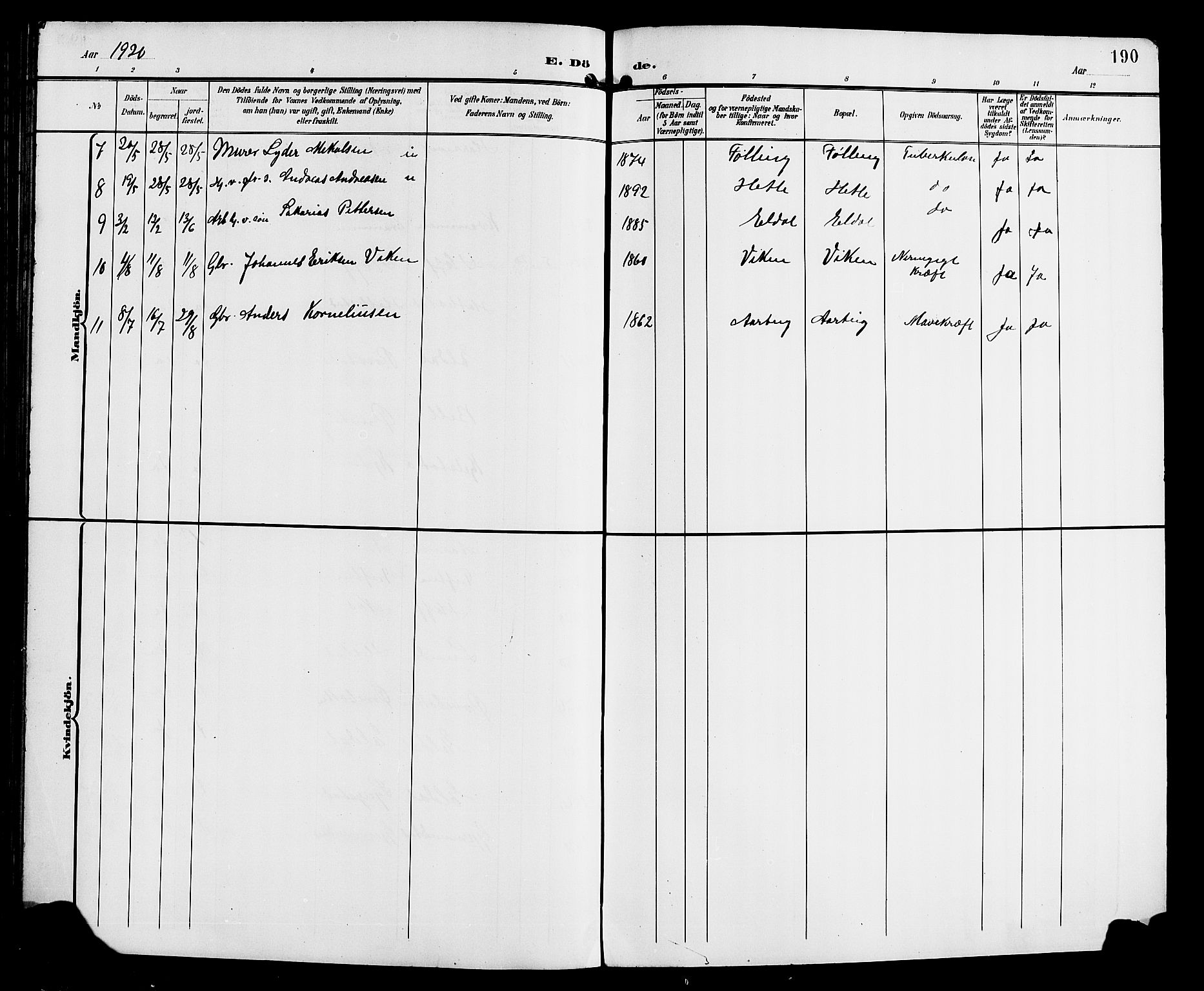 Gaular sokneprestembete, AV/SAB-A-80001/H/Hab: Parish register (copy) no. C 4, 1895-1920, p. 190