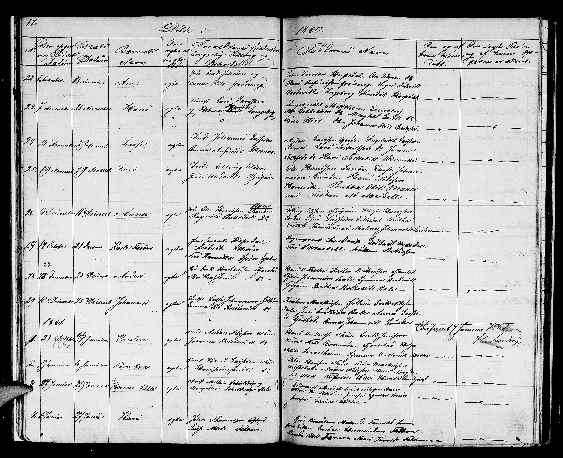 Balestrand sokneprestembete, SAB/A-79601/H/Hab/Haba/L0001: Parish register (copy) no. A 1, 1853-1880, p. 17