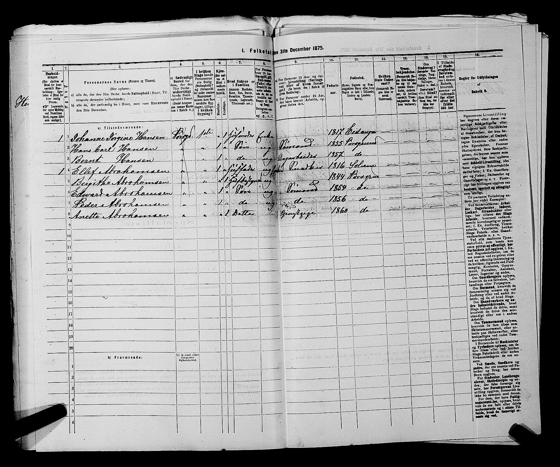 SAKO, 1875 census for 0805P Porsgrunn, 1875, p. 1010