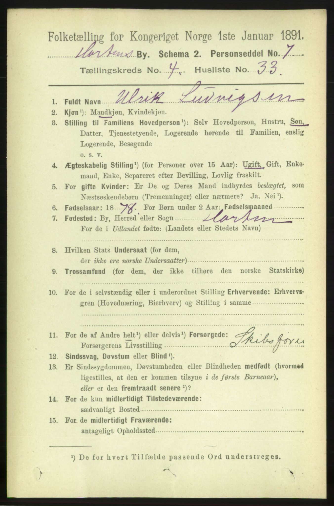 RA, 1891 census for 0703 Horten, 1891, p. 3477