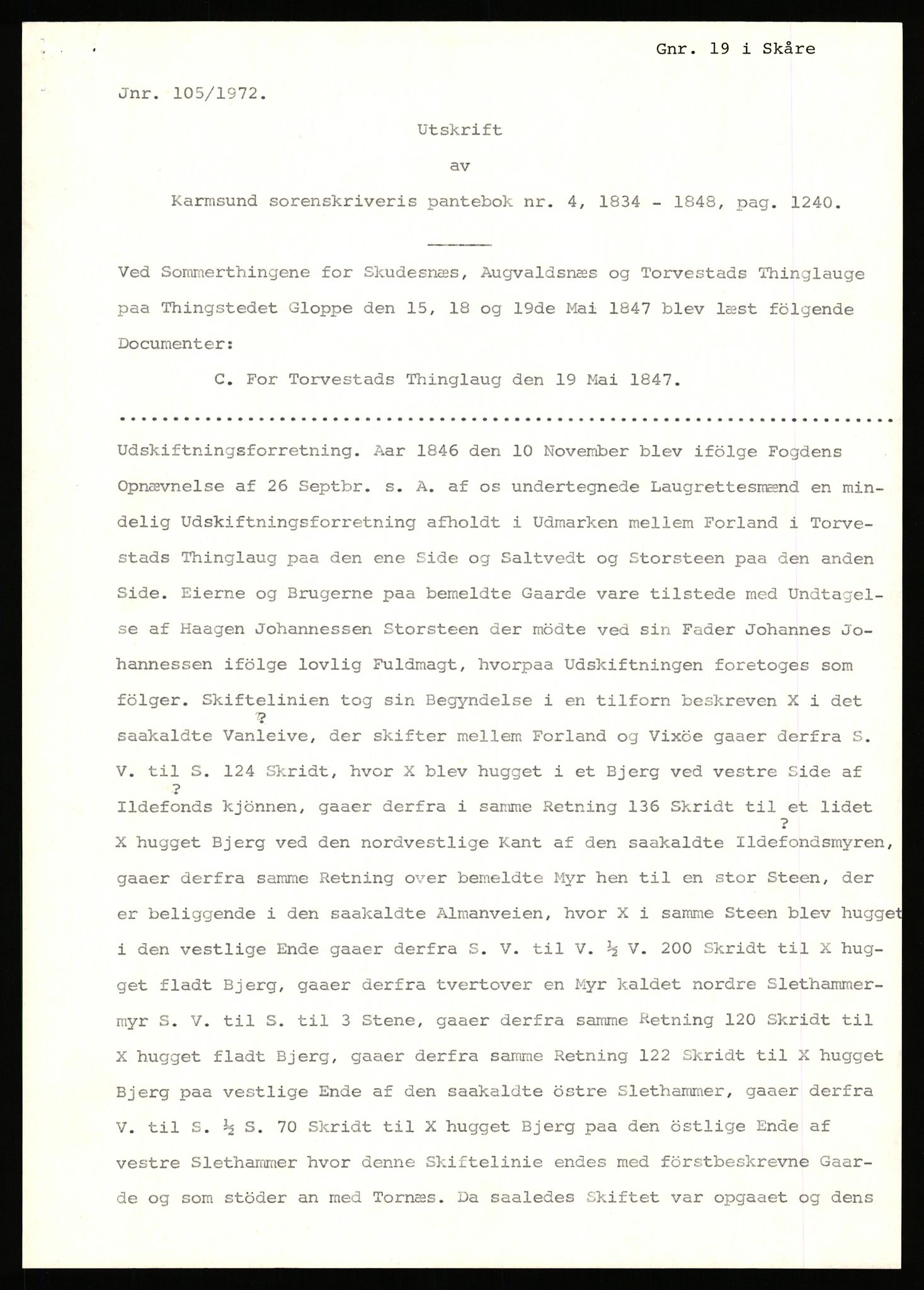 Statsarkivet i Stavanger, AV/SAST-A-101971/03/Y/Yj/L0024: Avskrifter sortert etter gårdsnavn: Fæøen - Garborg, 1750-1930, p. 233