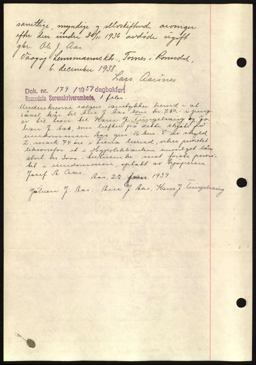 Romsdal sorenskriveri, AV/SAT-A-4149/1/2/2C: Mortgage book no. A6, 1938-1939, Diary no: : 2438/1938