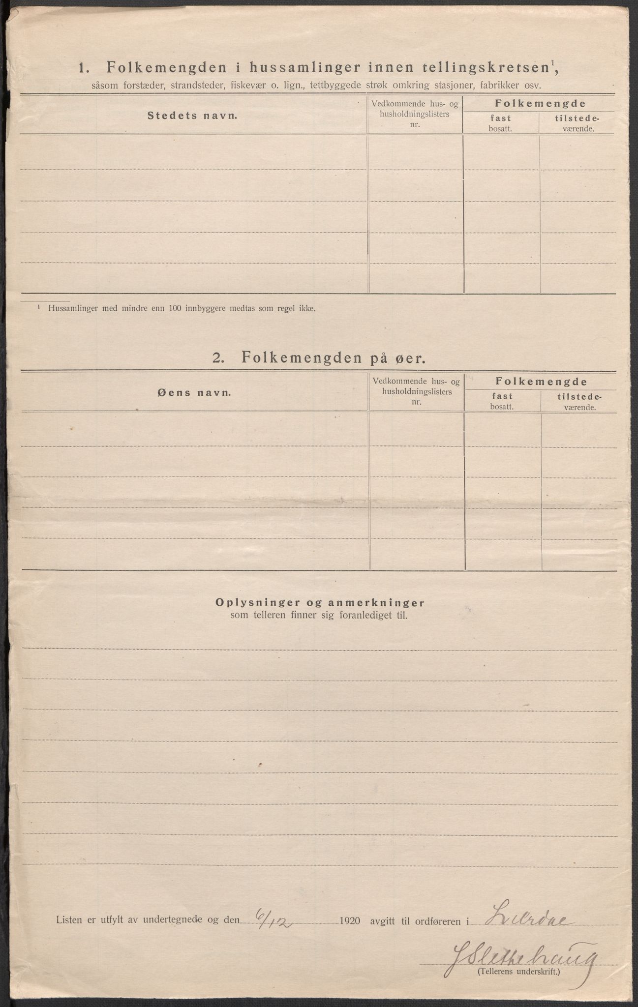 SAB, 1920 census for Lærdal, 1920, p. 19