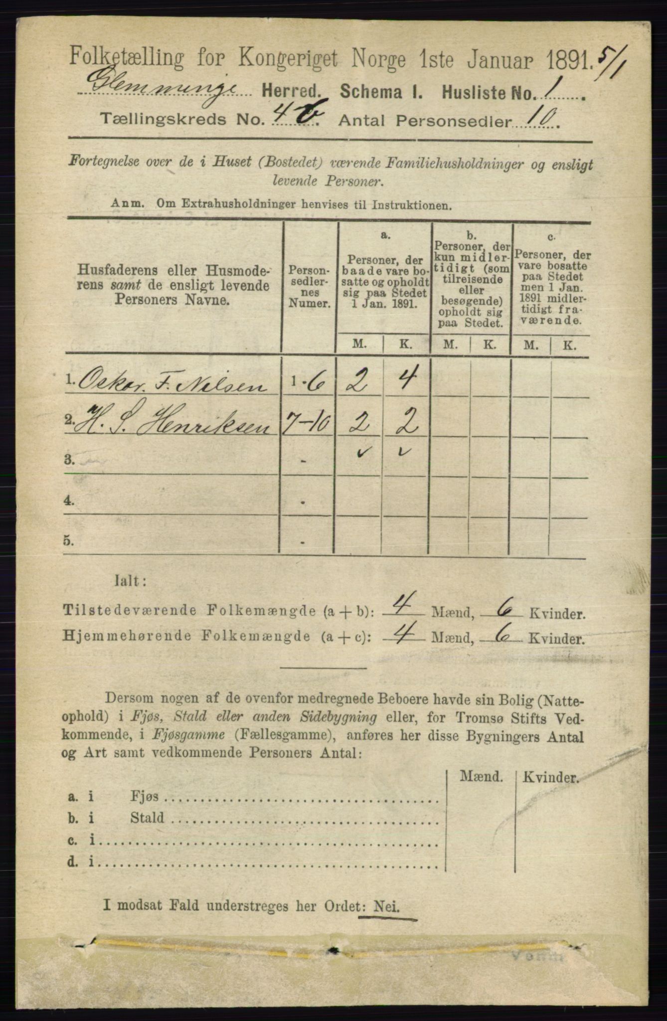 RA, 1891 census for 0132 Glemmen, 1891, p. 4735