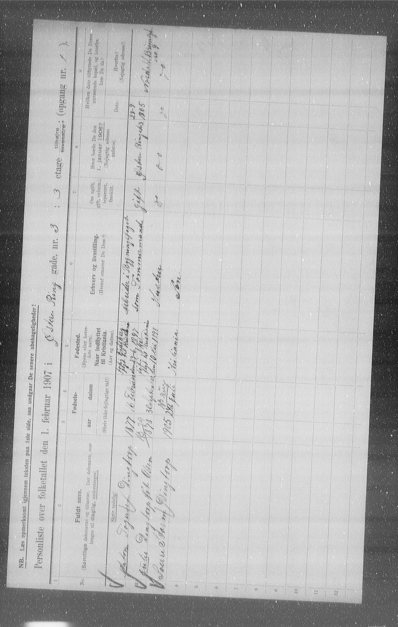 OBA, Municipal Census 1907 for Kristiania, 1907, p. 65784