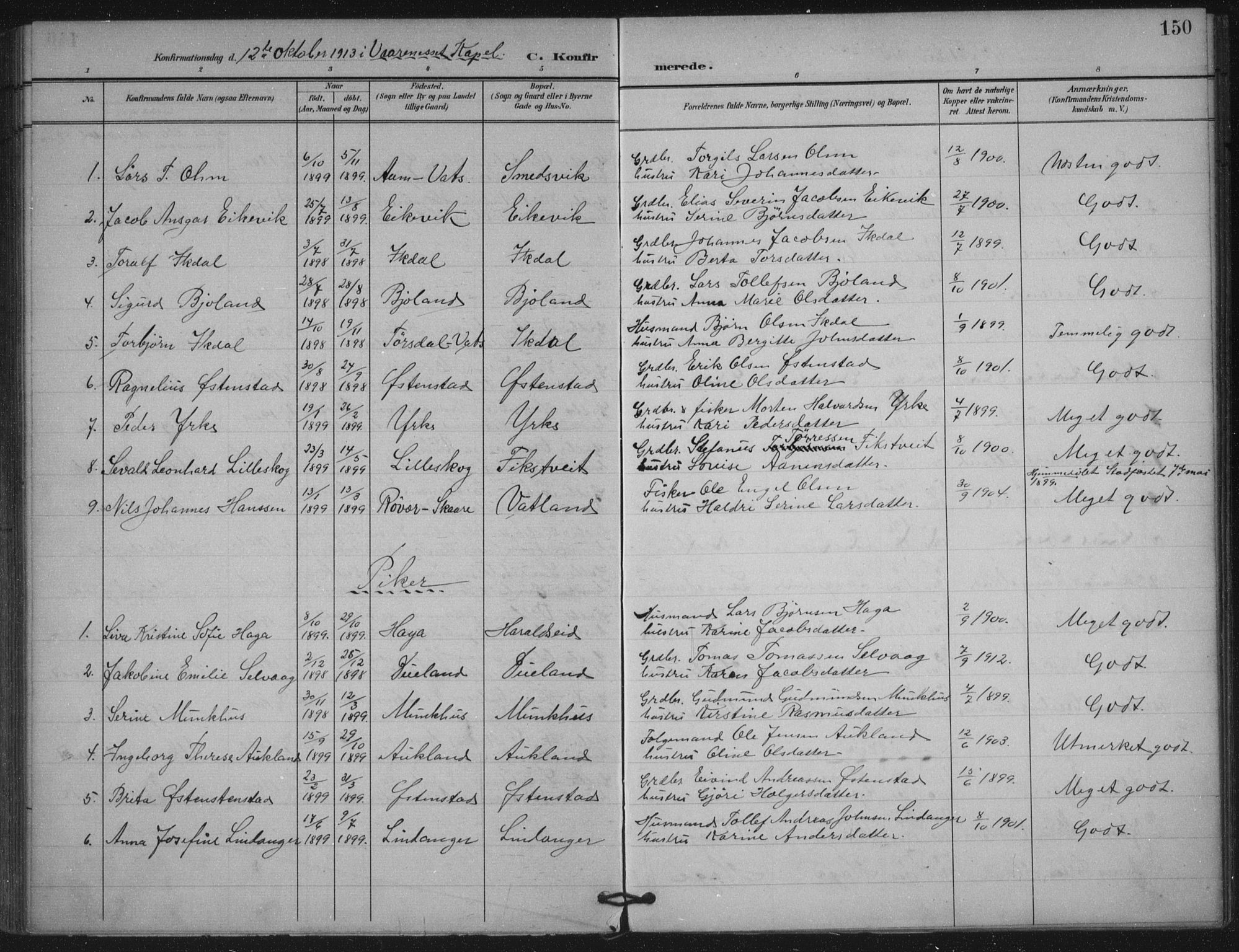 Skjold sokneprestkontor, AV/SAST-A-101847/H/Ha/Haa/L0011: Parish register (official) no. A 11, 1897-1914, p. 150