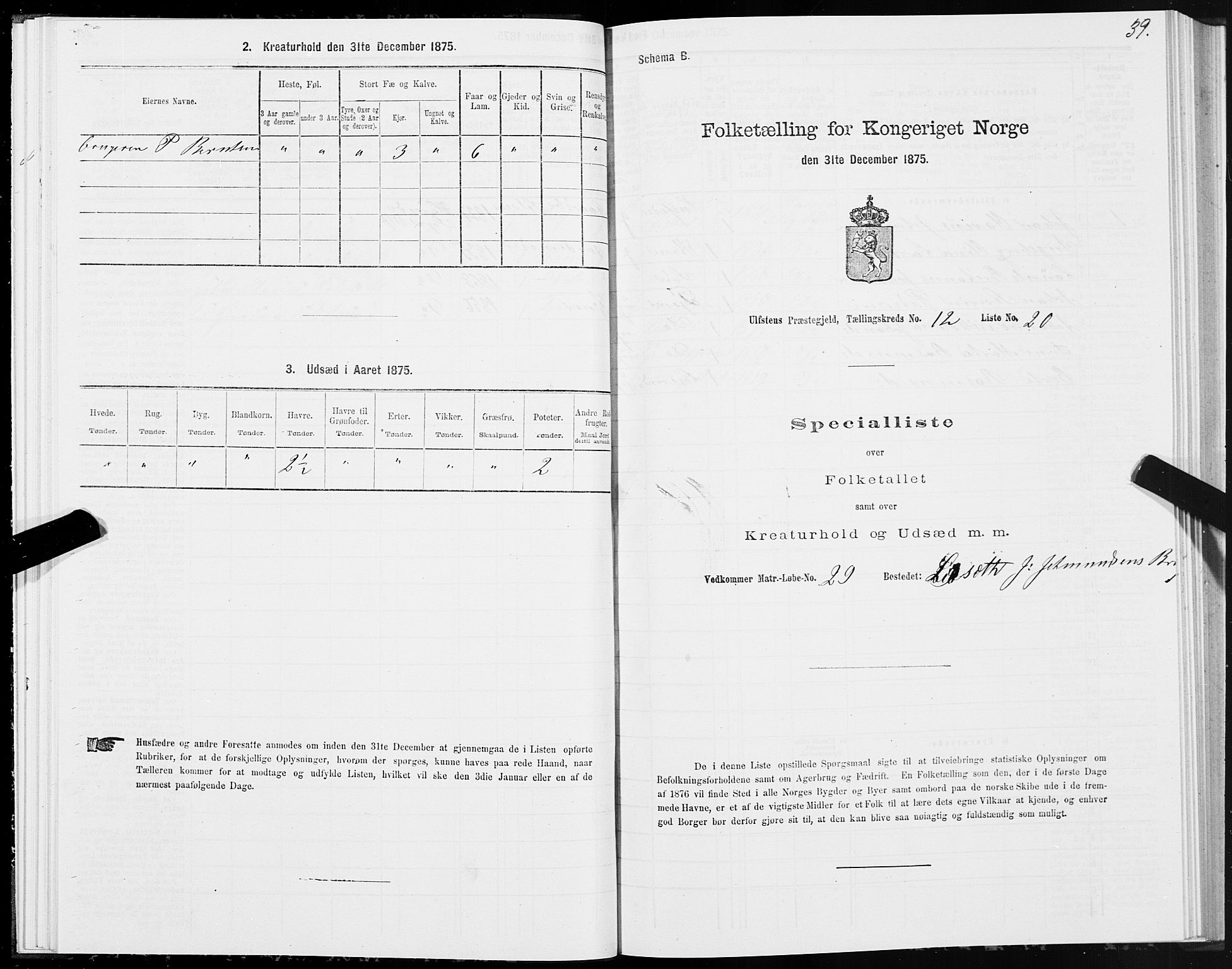 SAT, 1875 census for 1516P Ulstein, 1875, p. 5039