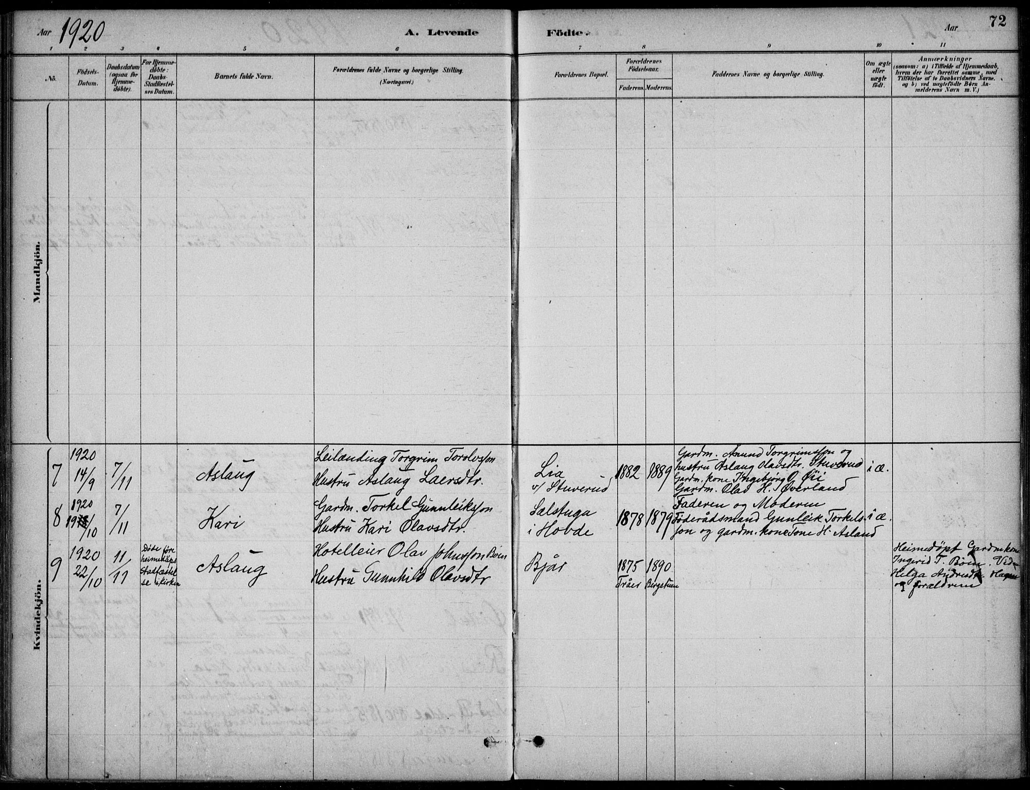 Hjartdal kirkebøker, SAKO/A-270/F/Fc/L0002: Parish register (official) no. III 2, 1880-1936, p. 72