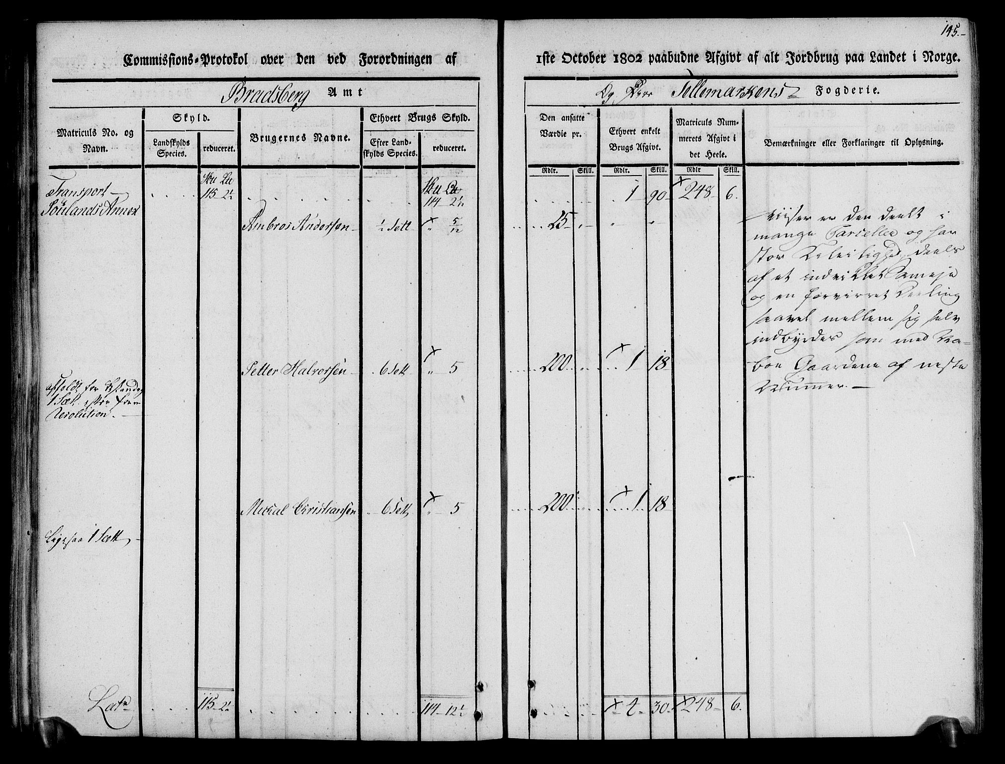 Rentekammeret inntil 1814, Realistisk ordnet avdeling, AV/RA-EA-4070/N/Ne/Nea/L0074: Øvre Telemarken fogderi. Kommisjonsprotokoll for fogderiets østre del - Tinn, Hjartdal og Seljord prestegjeld., 1803, p. 145