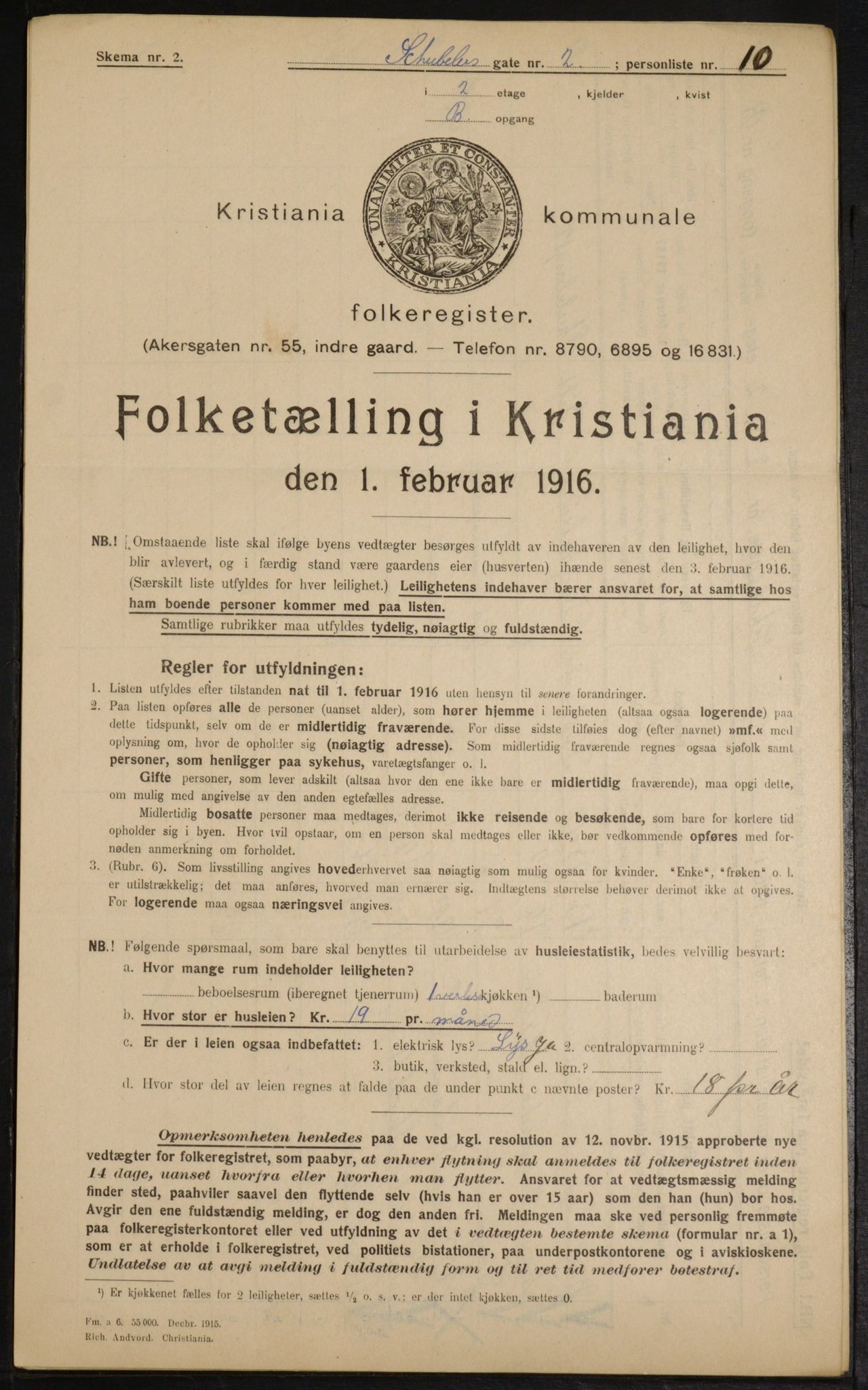 OBA, Municipal Census 1916 for Kristiania, 1916, p. 95124