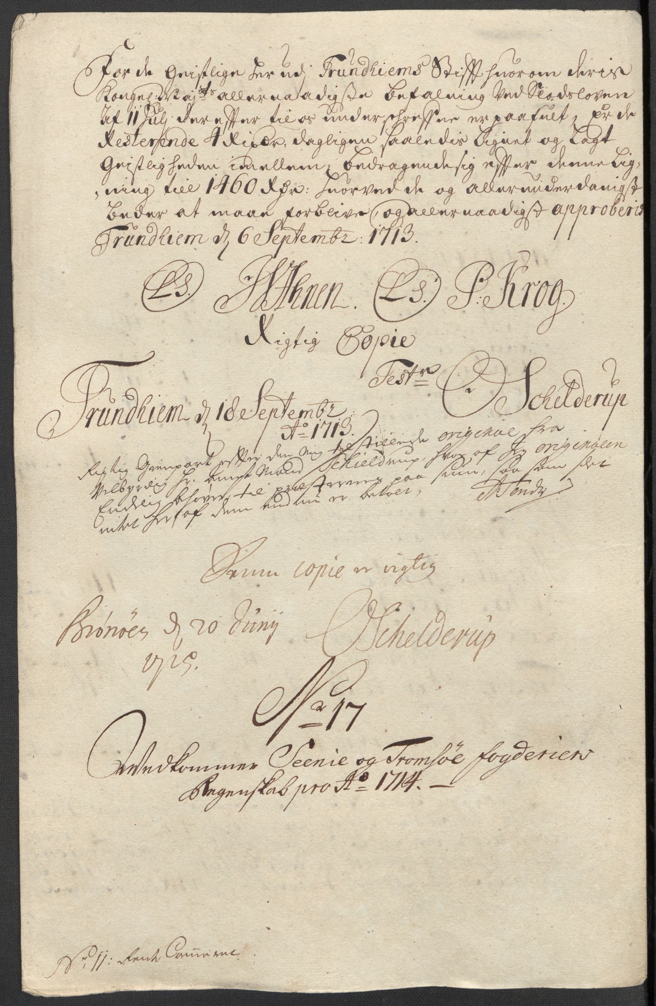 Rentekammeret inntil 1814, Reviderte regnskaper, Fogderegnskap, AV/RA-EA-4092/R68/L4760: Fogderegnskap Senja og Troms, 1714, p. 157