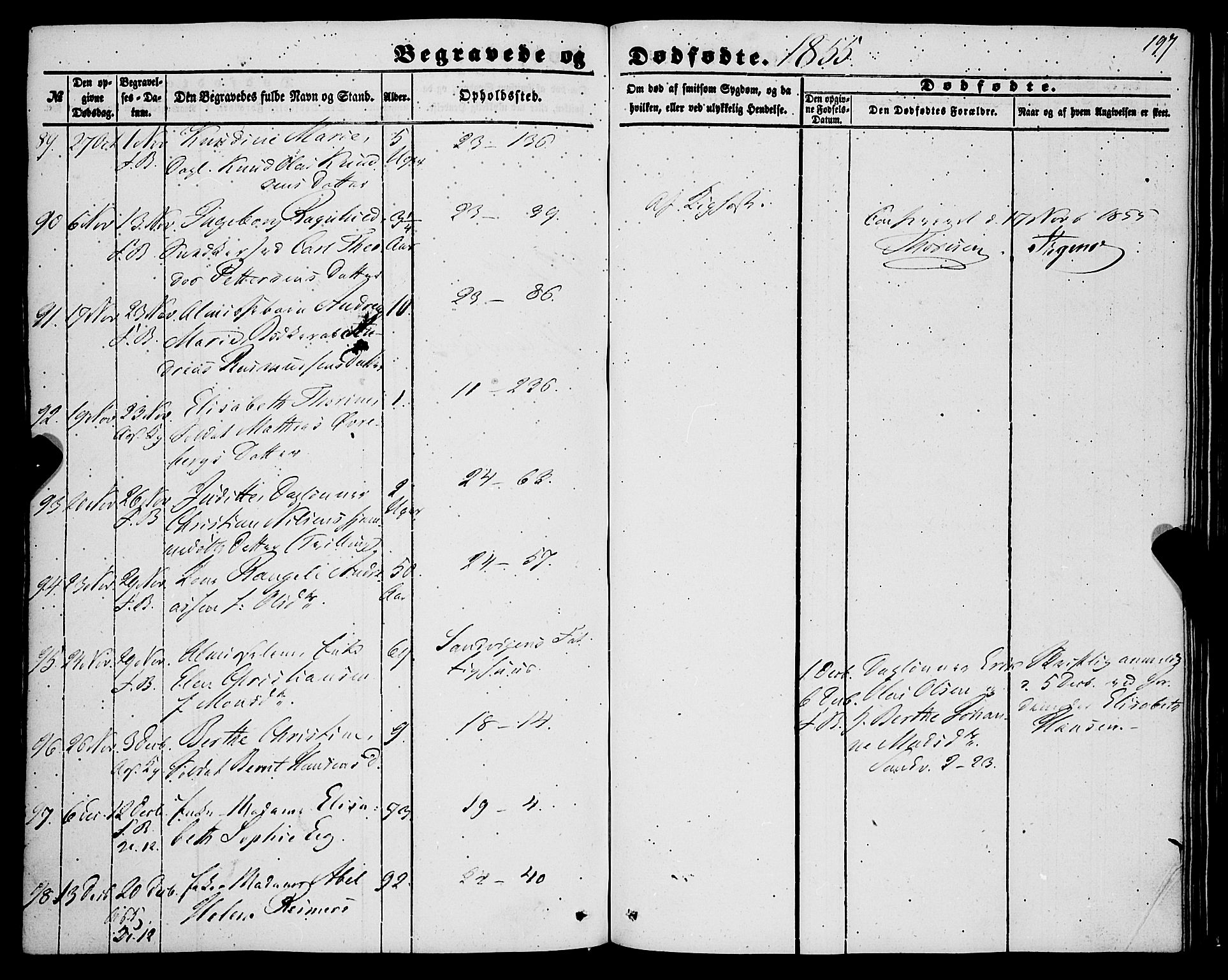 Korskirken sokneprestembete, SAB/A-76101/H/Haa: Parish register (official) no. E 2, 1848-1862, p. 197