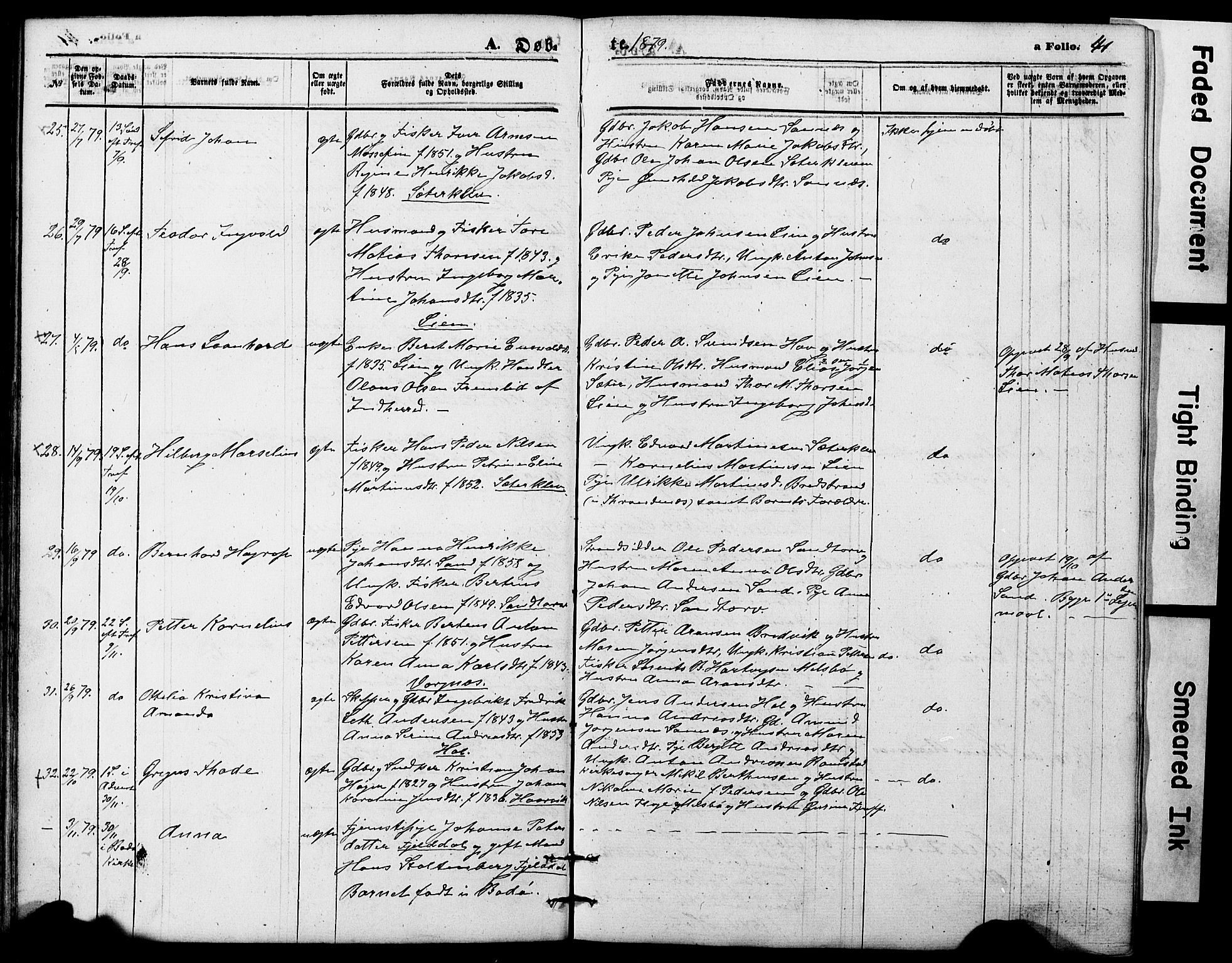 Ministerialprotokoller, klokkerbøker og fødselsregistre - Nordland, AV/SAT-A-1459/865/L0930: Parish register (copy) no. 865C02, 1866-1884, p. 41