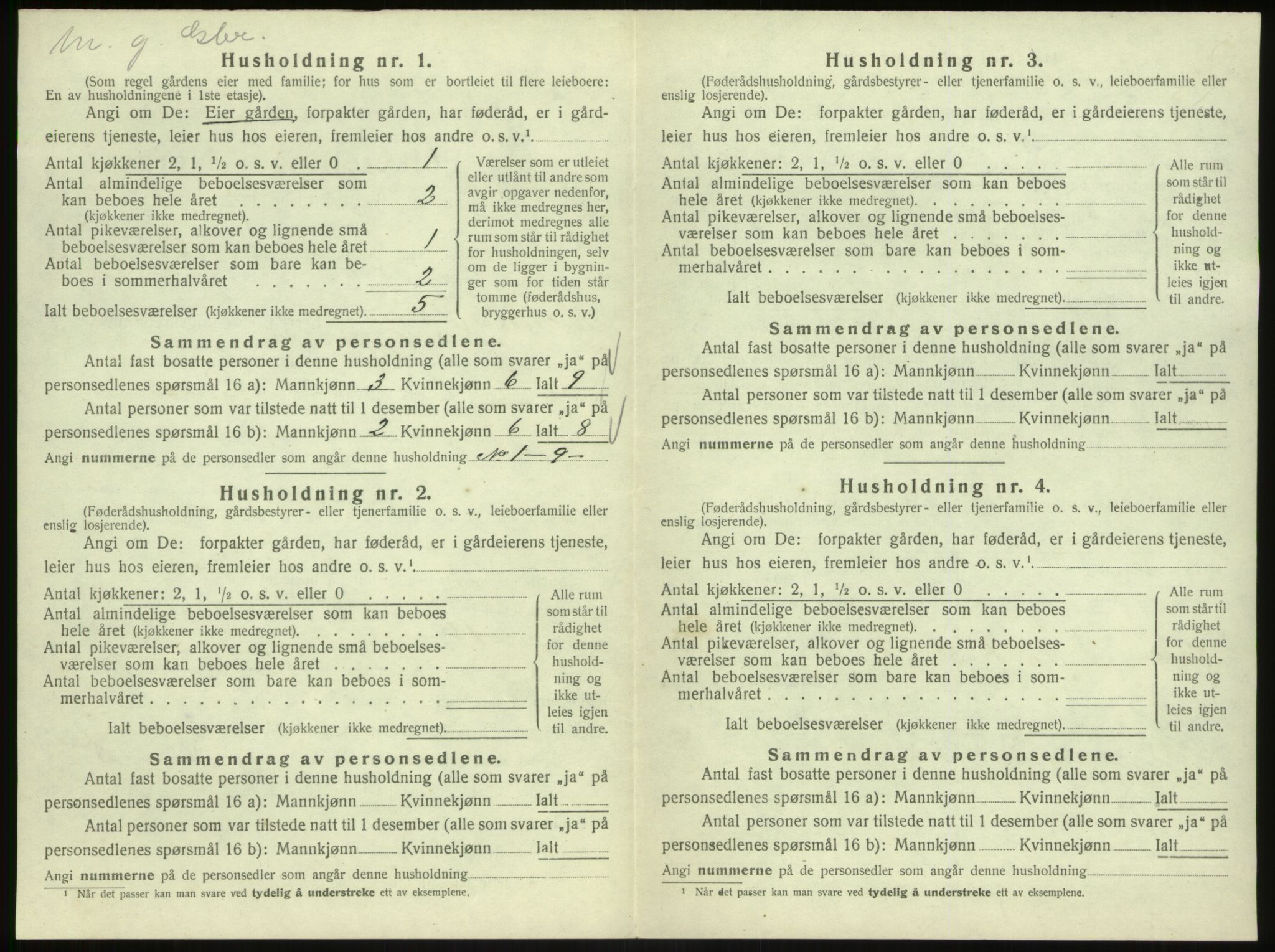 SAB, 1920 census for Hyllestad, 1920, p. 390