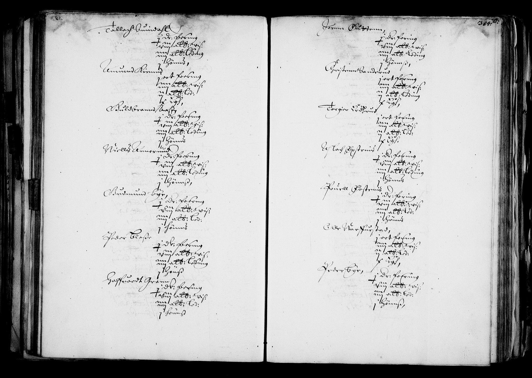 Rentekammeret inntil 1814, Realistisk ordnet avdeling, AV/RA-EA-4070/N/Na/L0001: [XI f]: Akershus stifts jordebok, 1652, p. 383b-384a