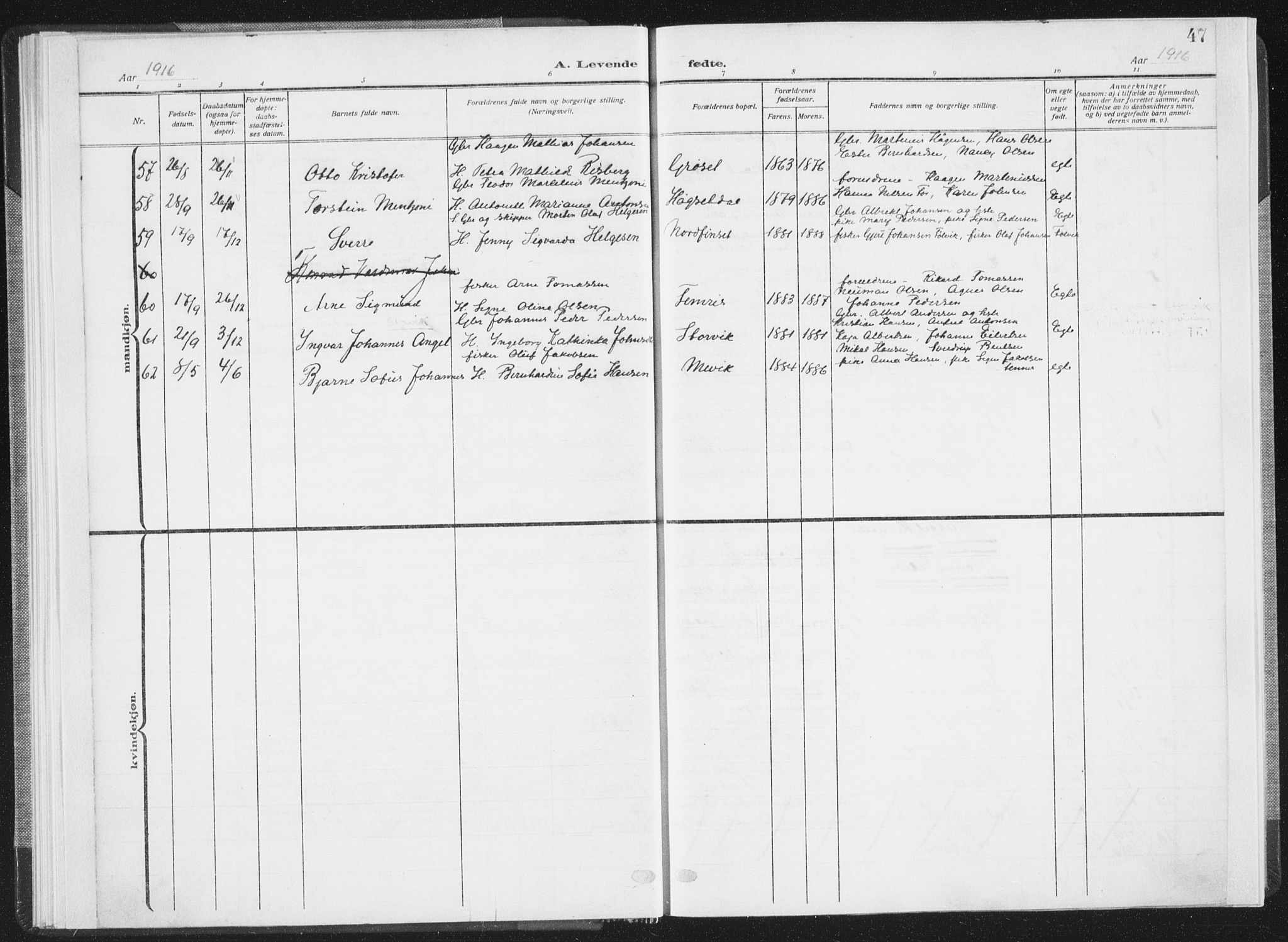 Ministerialprotokoller, klokkerbøker og fødselsregistre - Nordland, SAT/A-1459/805/L0104: Parish register (official) no. 805A09, 1909-1926, p. 47