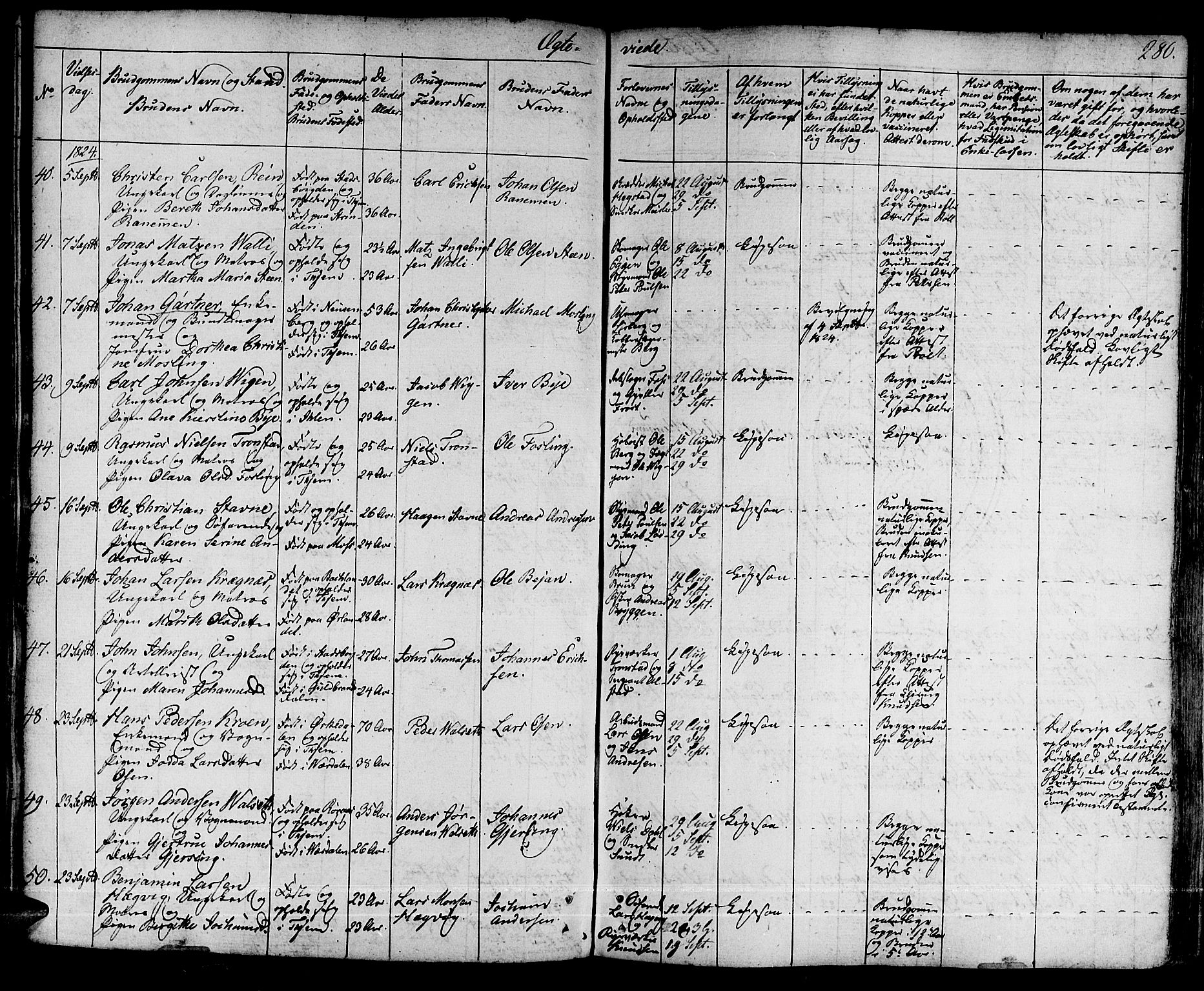 Ministerialprotokoller, klokkerbøker og fødselsregistre - Sør-Trøndelag, AV/SAT-A-1456/601/L0045: Parish register (official) no. 601A13, 1821-1831, p. 280