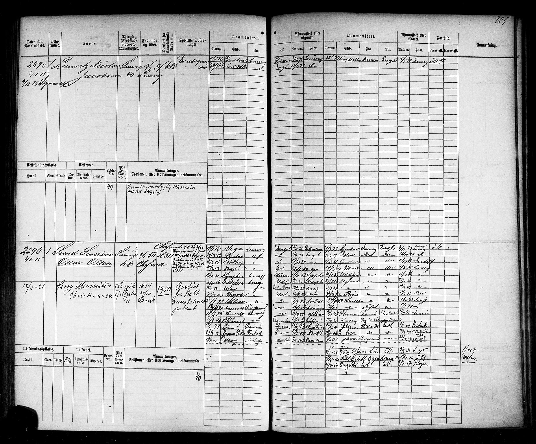 Larvik innrulleringskontor, AV/SAKO-A-787/F/Fc/L0006: Hovedrulle, 1871, p. 312