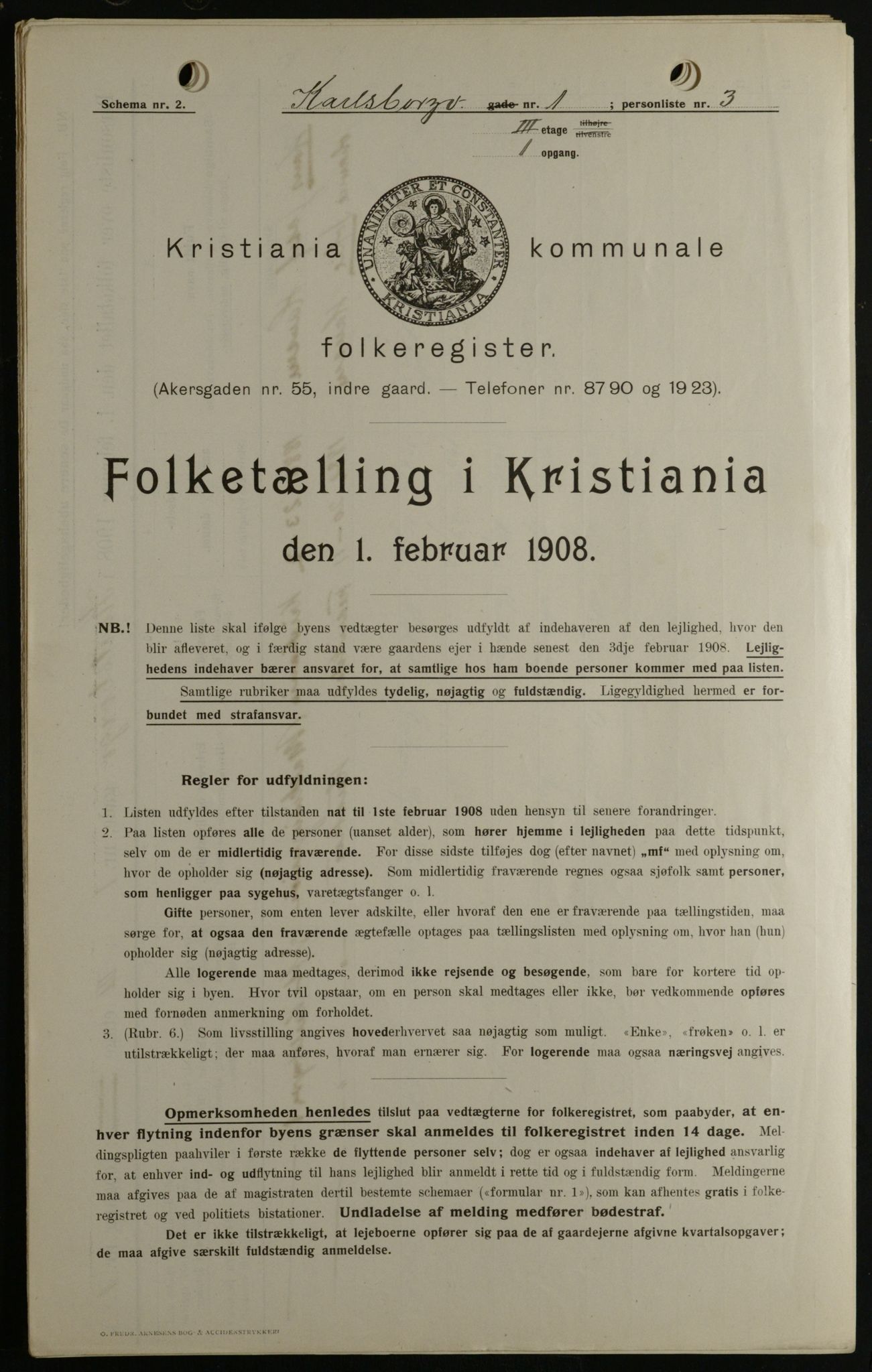 OBA, Municipal Census 1908 for Kristiania, 1908, p. 43779